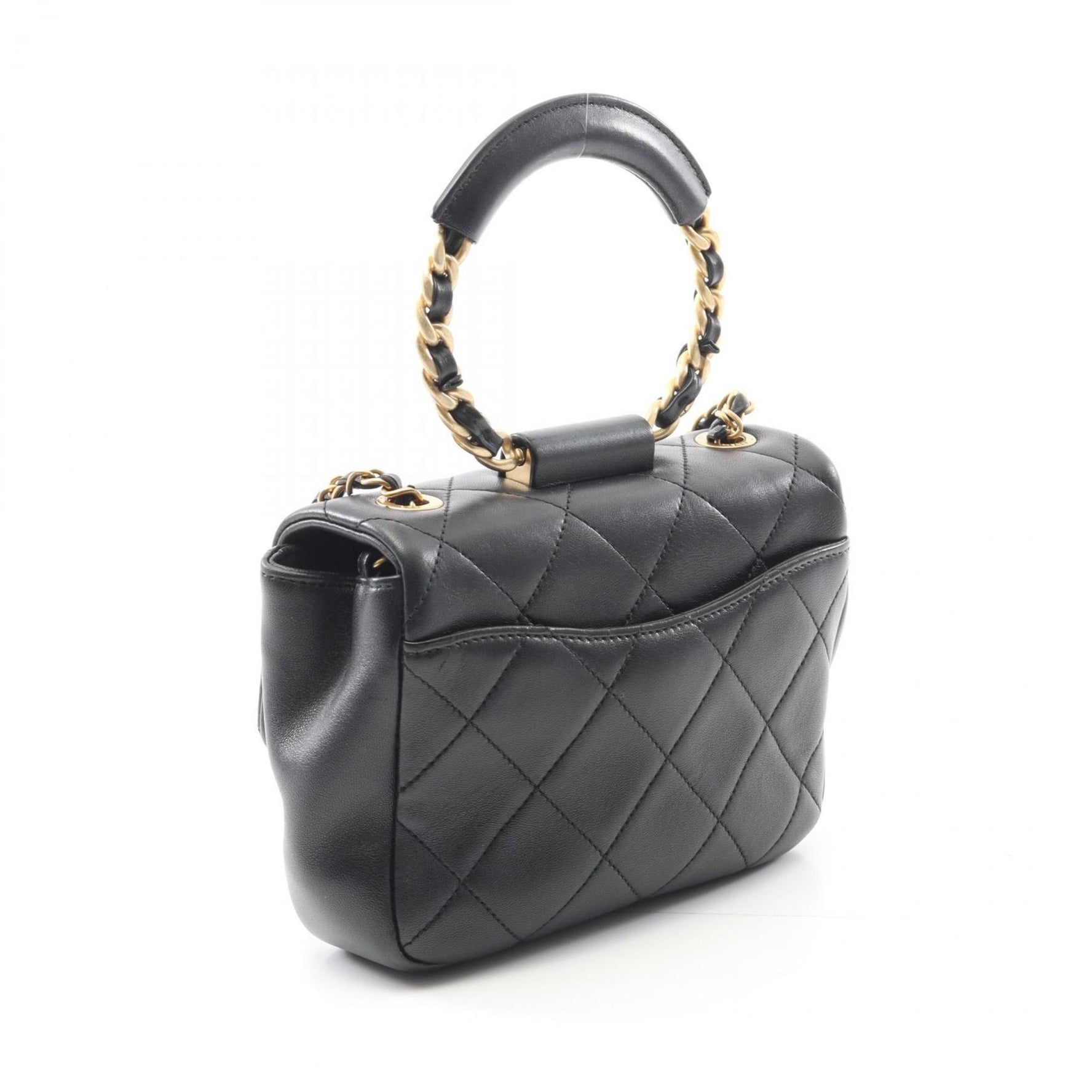 CHANEL Top Handle Matelasse Shoulder Bag in Lambskin Leather