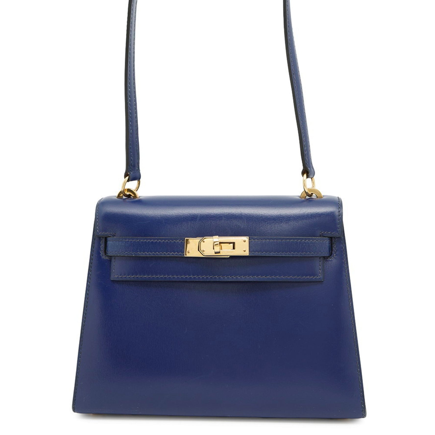 Hermes Hermès Mini Kelly Shoulder Bag in Blue Sapphire Box Calf Leather with O-Stamp
