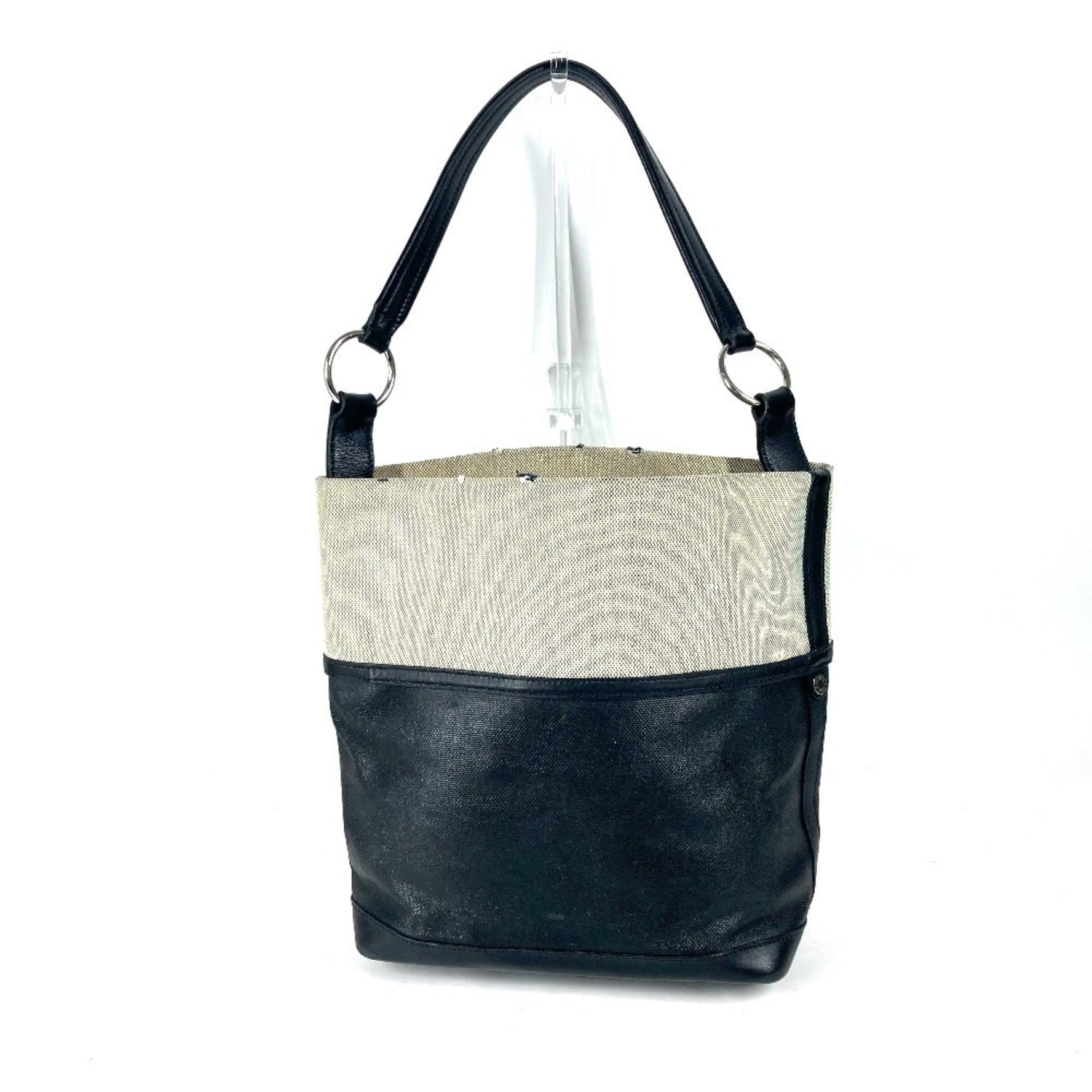 HERMES Korurule 25 Shoulder Tote Bag Toile H Coated Canvas Black