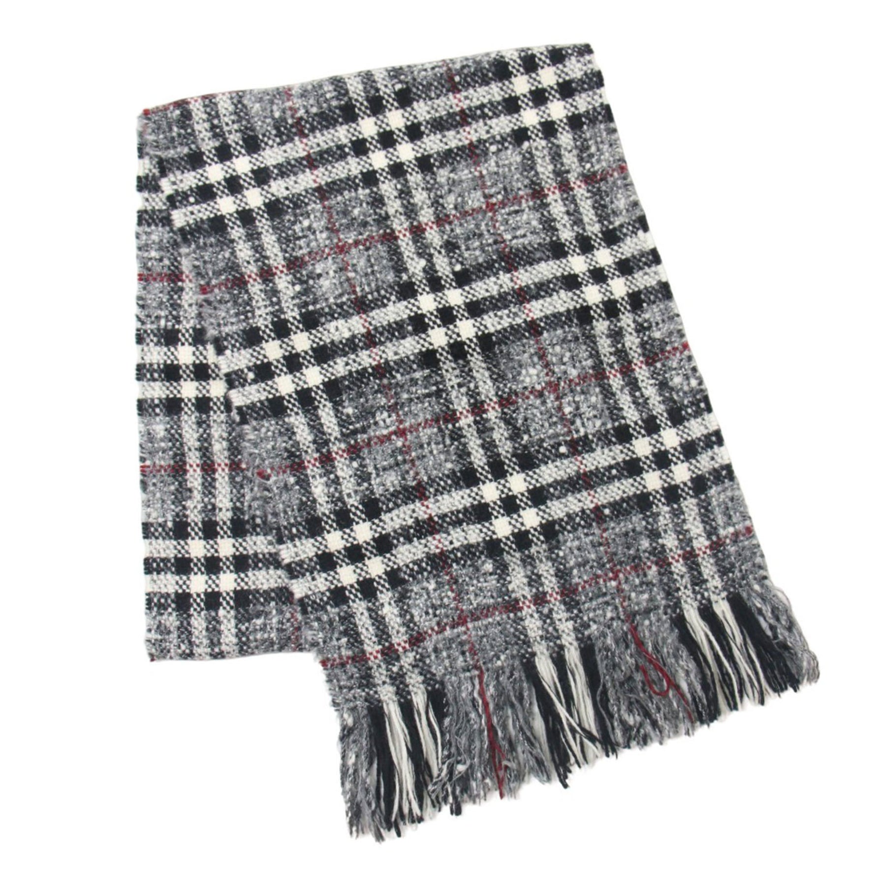 BURBERRY LONDON Burberry London Scarf Grey Tweed Check Stole Wool Mohair