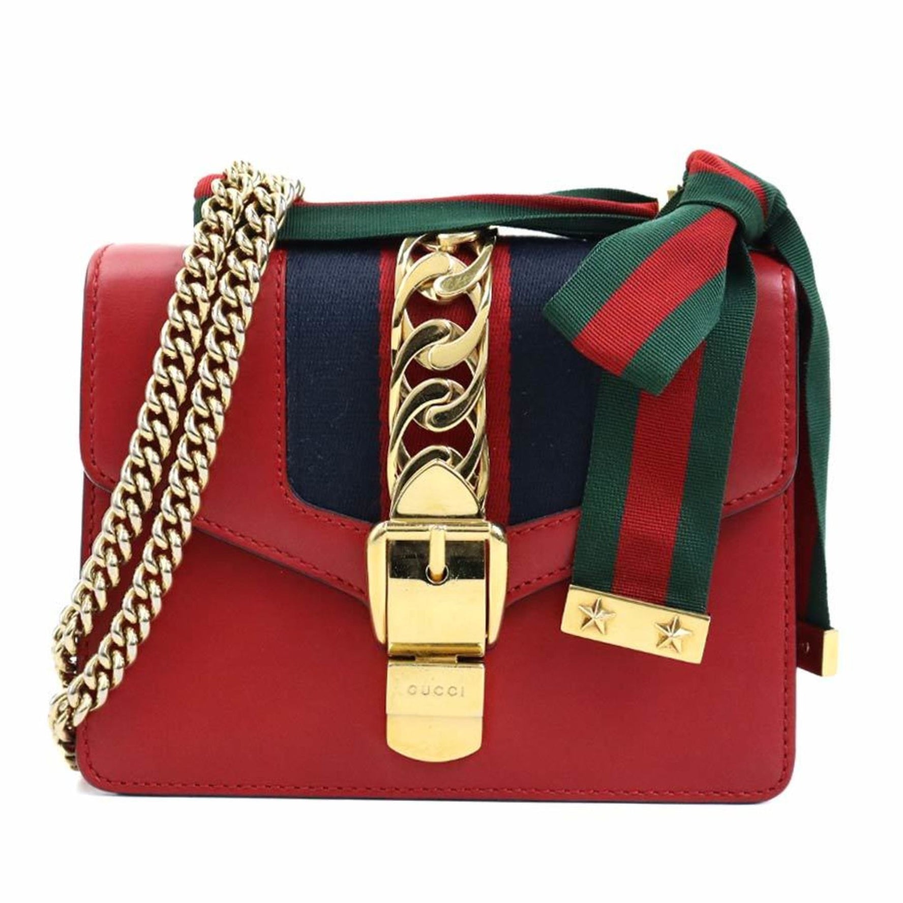 GUCCI Shoulder Bag Sylvie Leather Red