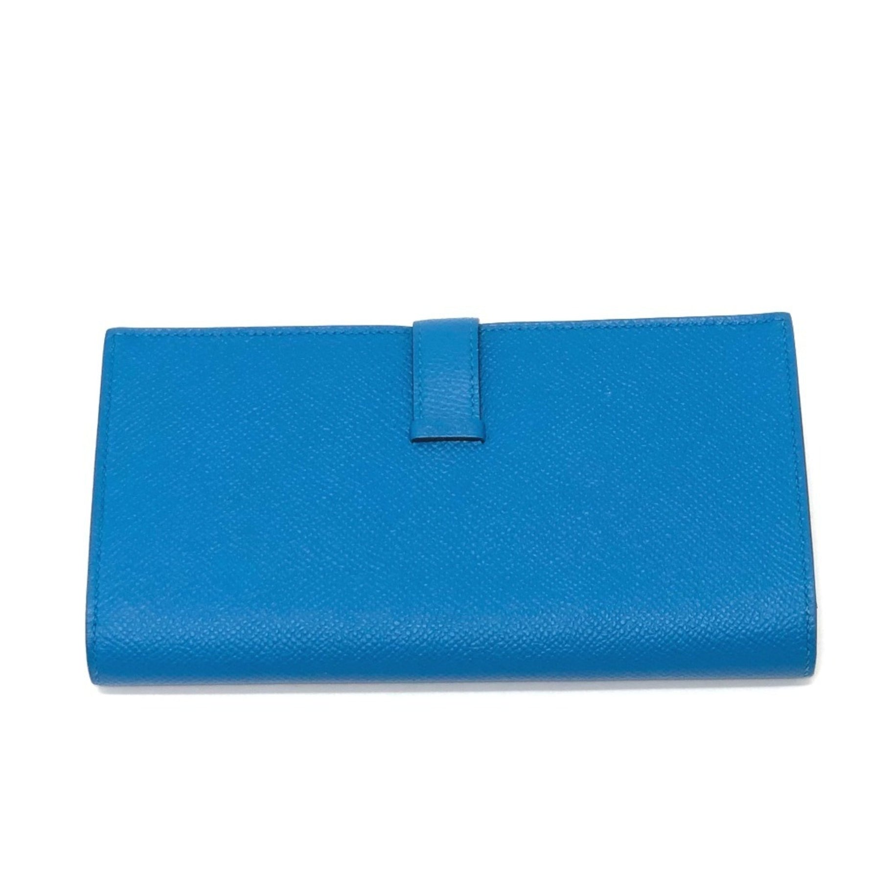 HERMES Bearn Soufflet Bifold Wallet, Long Epsom Leather, Zanzibar