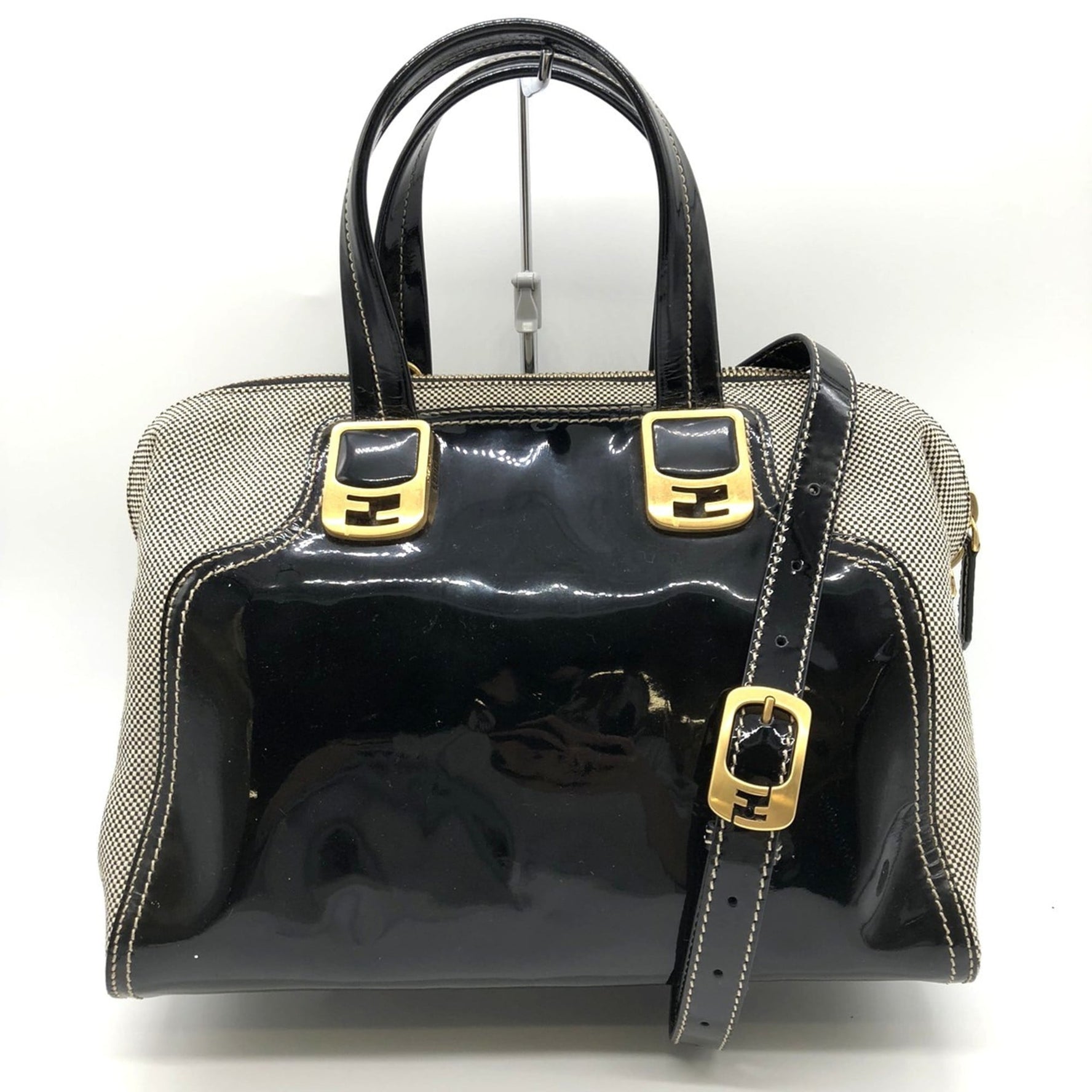 FENDI Chameleon Handbag/Shoulder Bag, Enamel, Patent Canvas