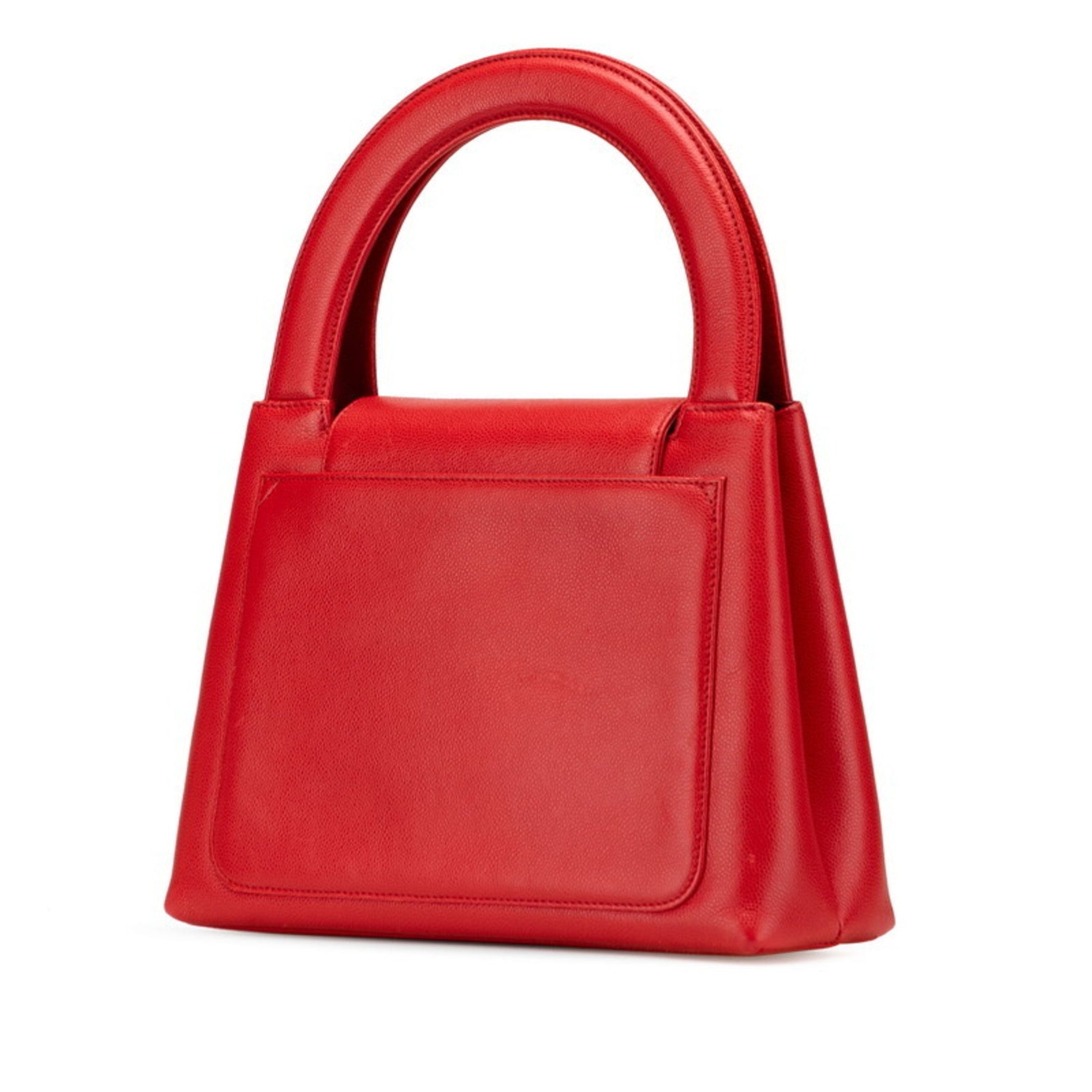 CHANEL Coco Mark Handbag Red Caviar Skin