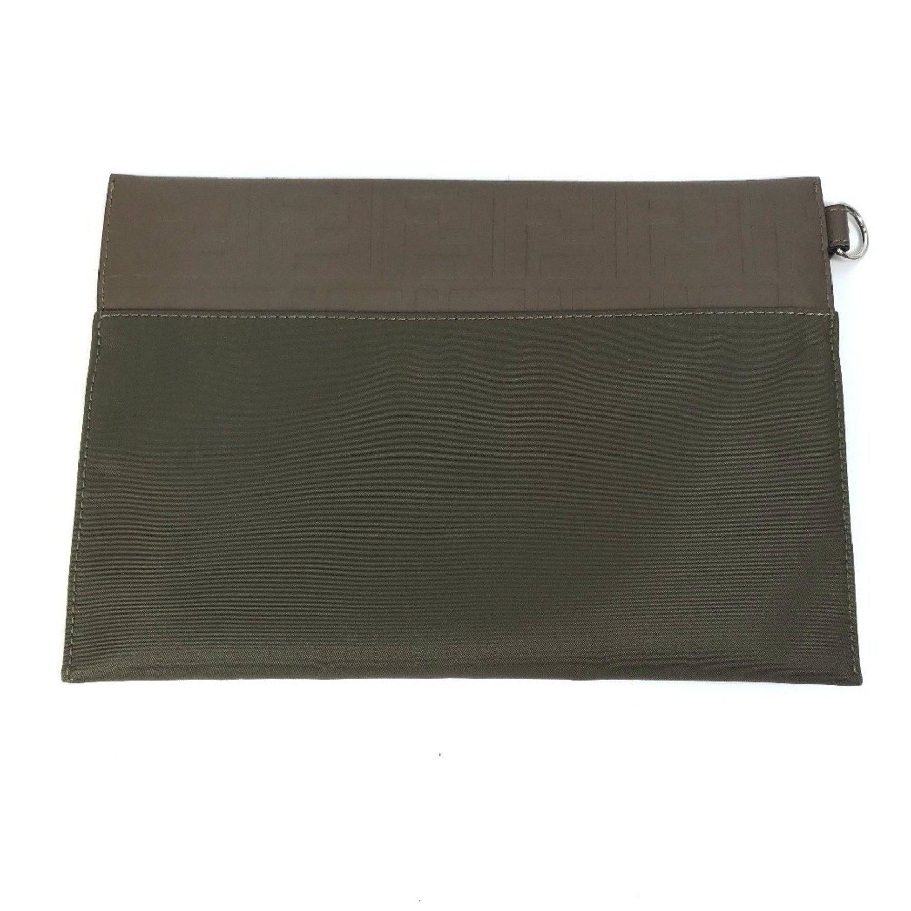 FENDI Zucca Clutch Bag Pouch Nylon/Leather Khaki
