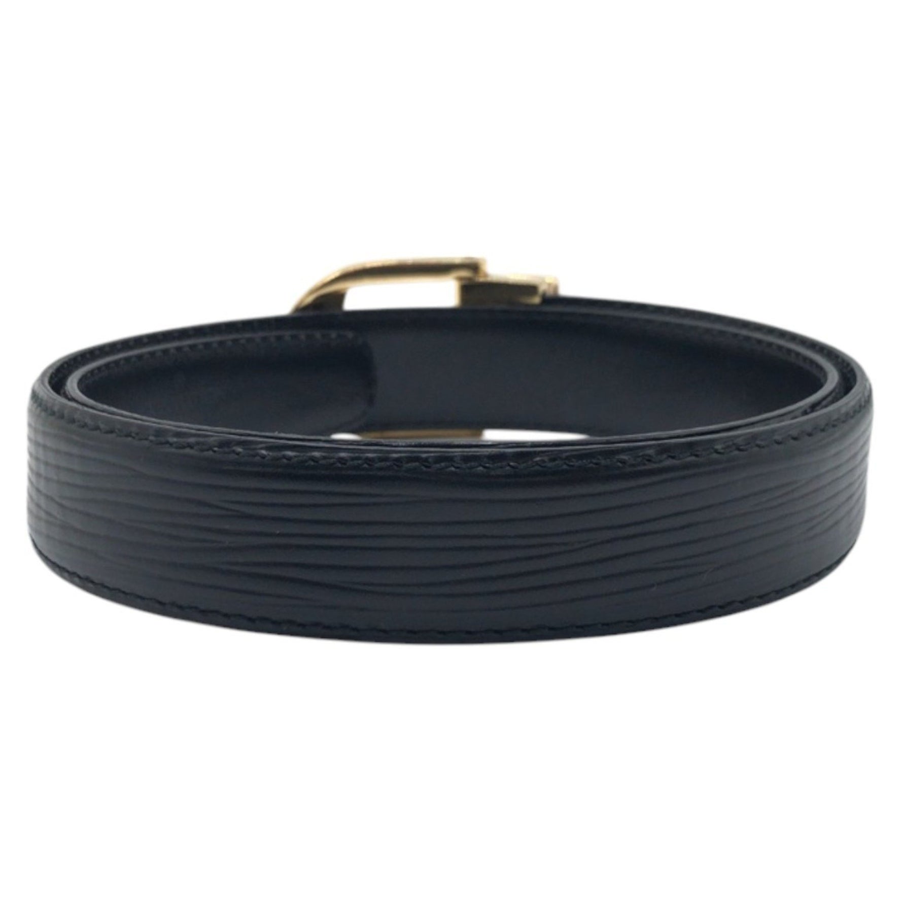 LOUIS VUITTON Epi Santur 85cm 34 inch Black and Gold Leather Metal Belt M6832