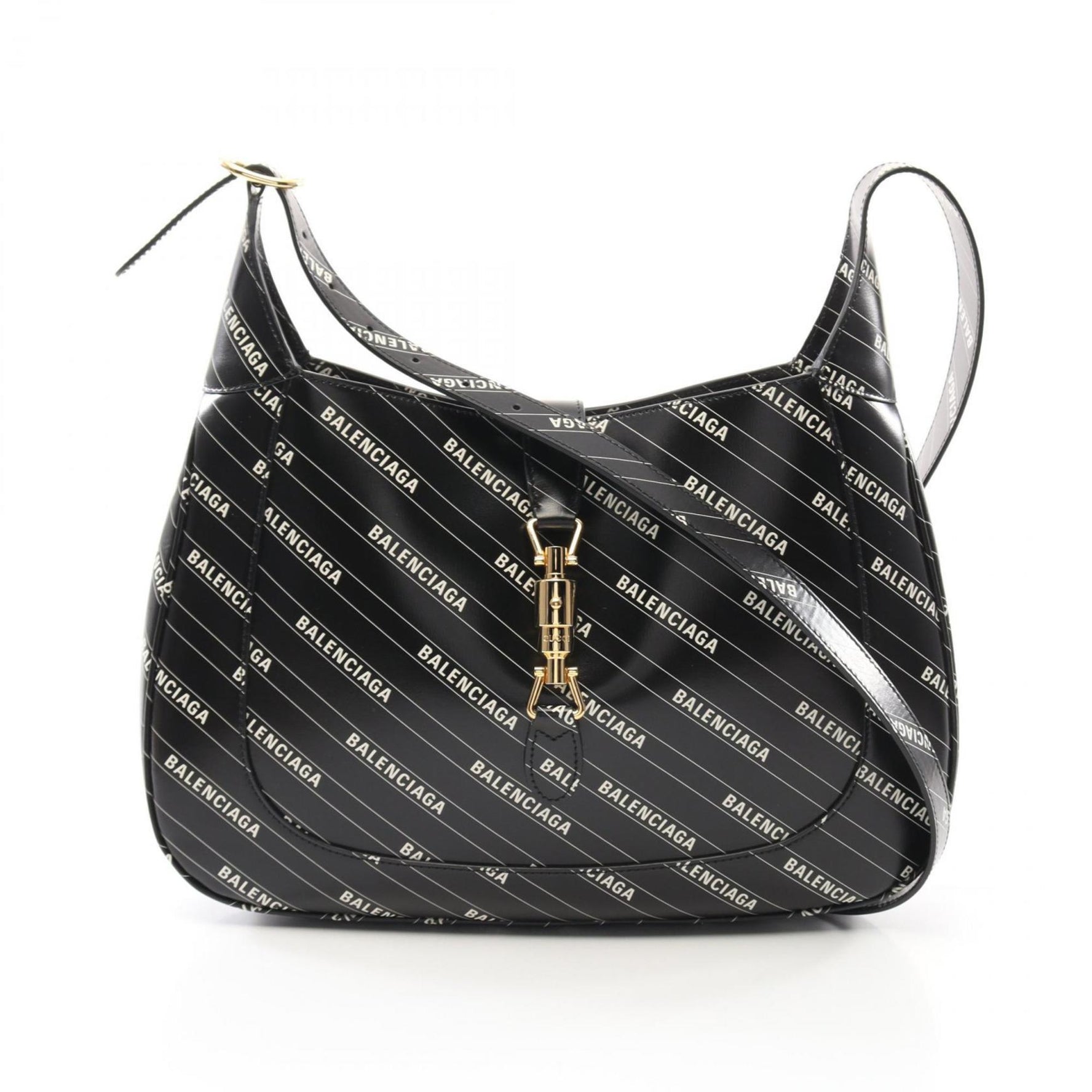 BALENCIAGA x GUCCI Hacker Jackie 1961 Shoulder Bag Leather Women's Black White