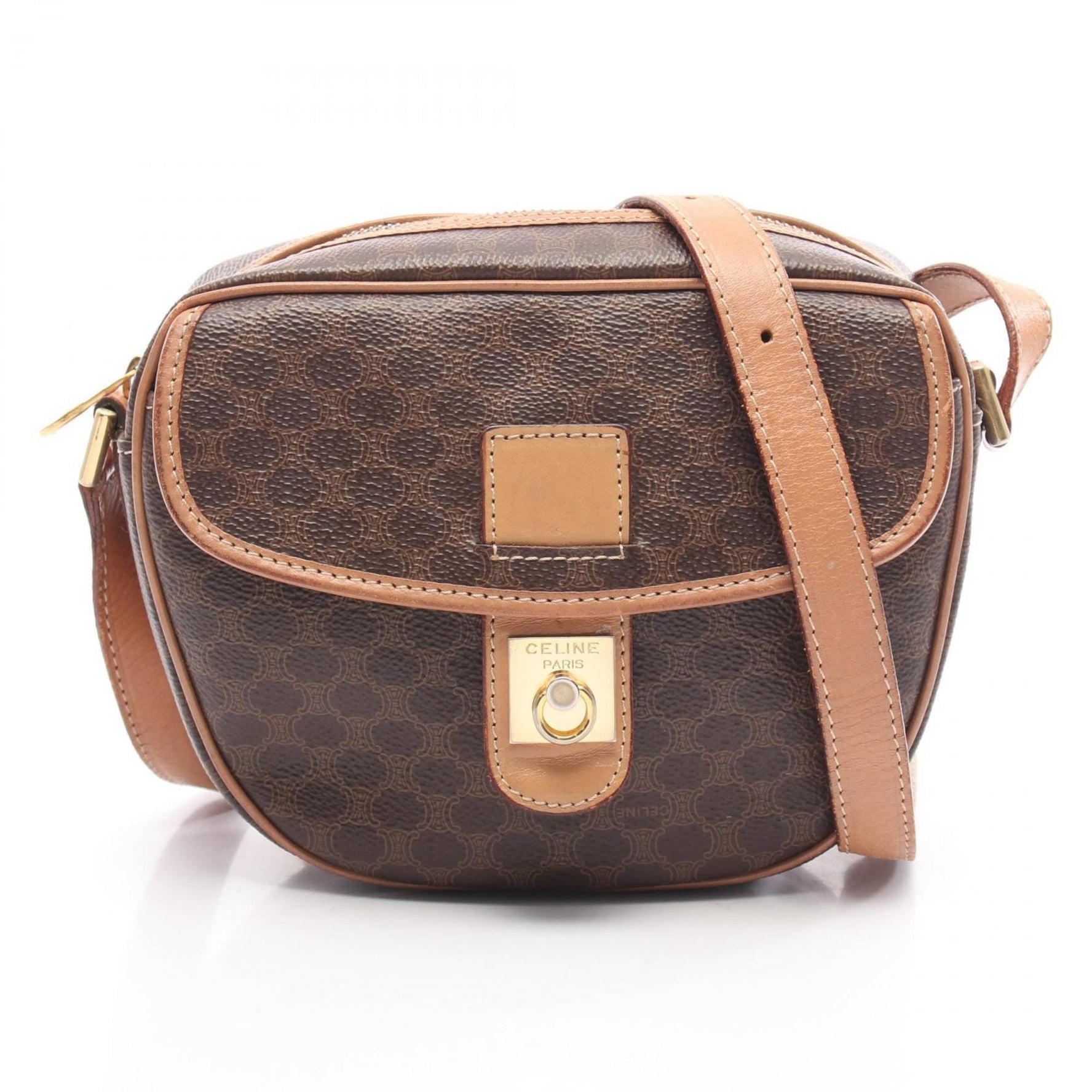 Celine Macadam Shoulder Bag, PVC-Coated Canvas and Leather