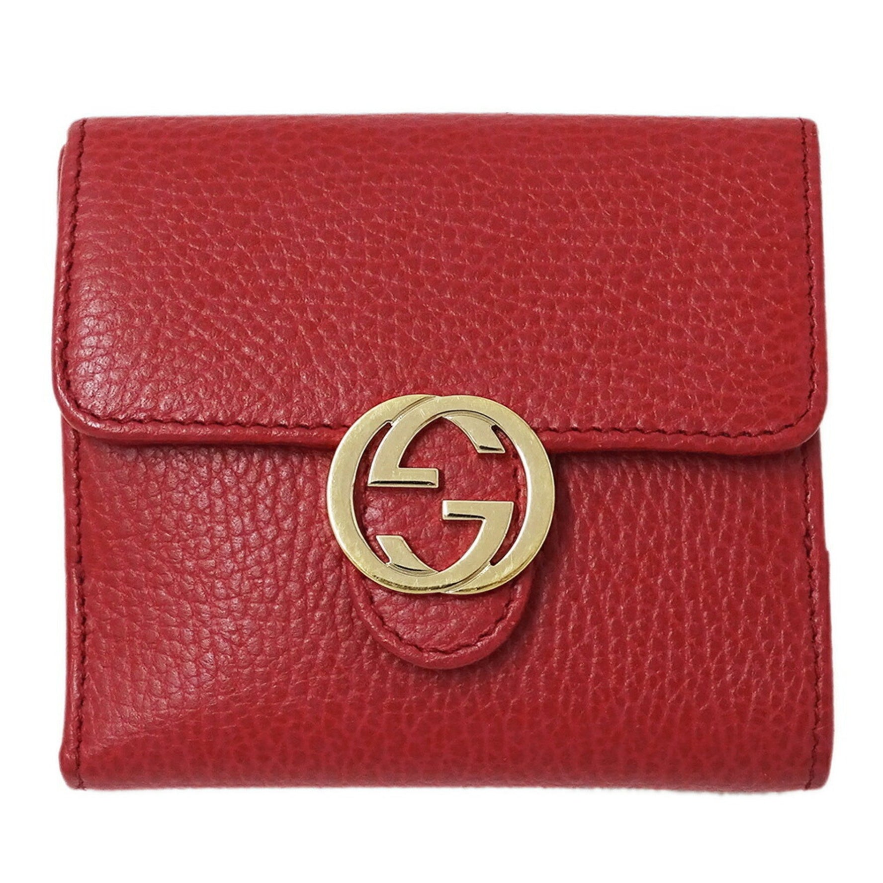 Gucci Bifold Wallet with Interlocking G Leather in Red - Compact Mini