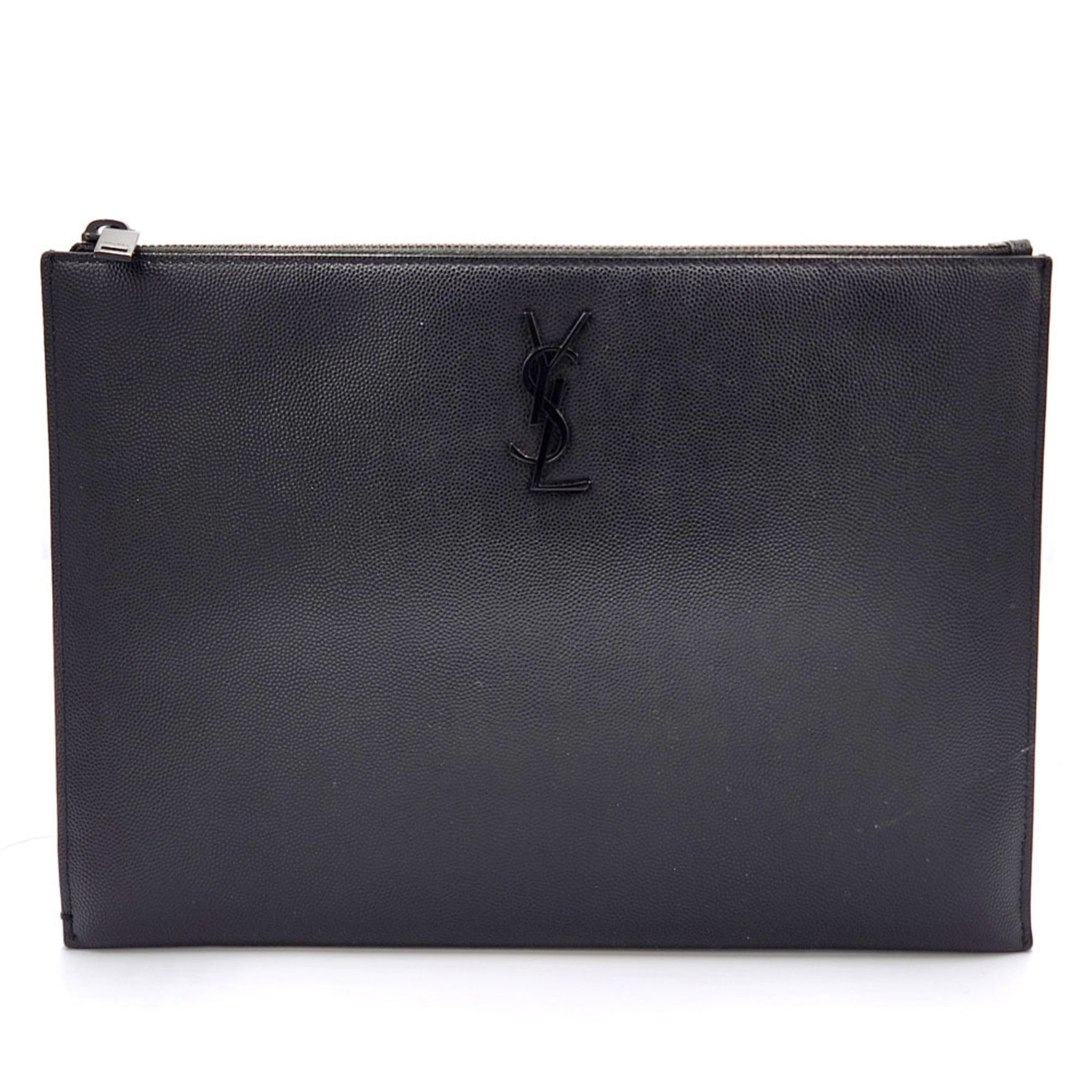 Saint Laurent Paris Clutch Bag Black Leather Men's Women's