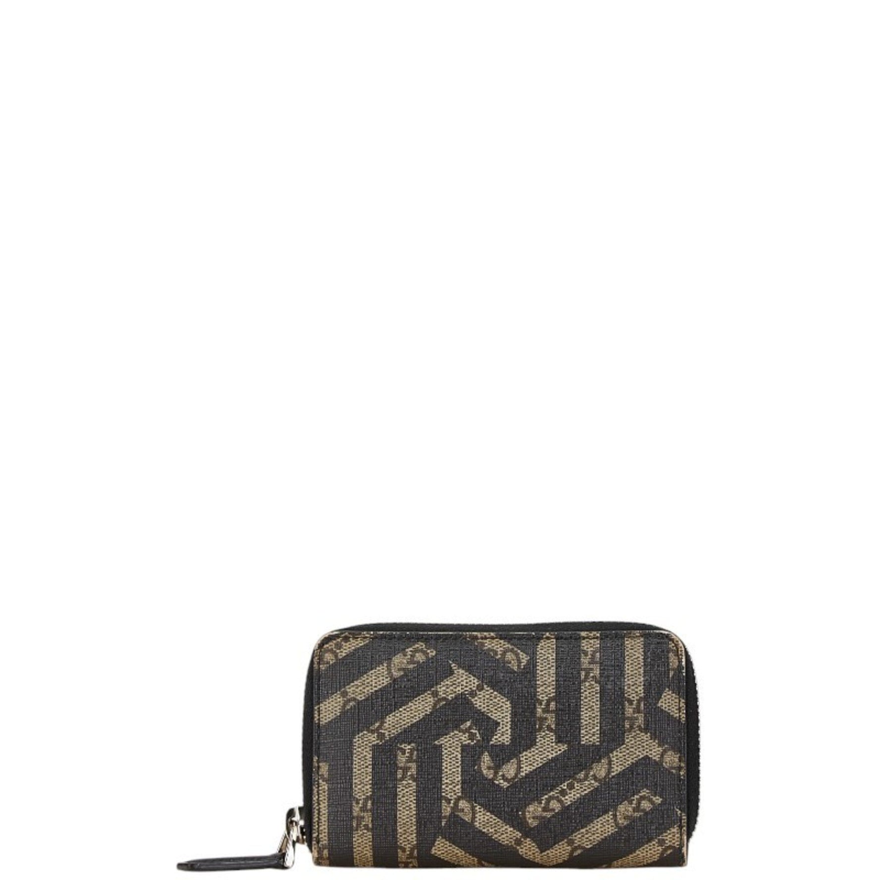Gucci Coin Case Black Beige PVC Leather Women's GUCCI