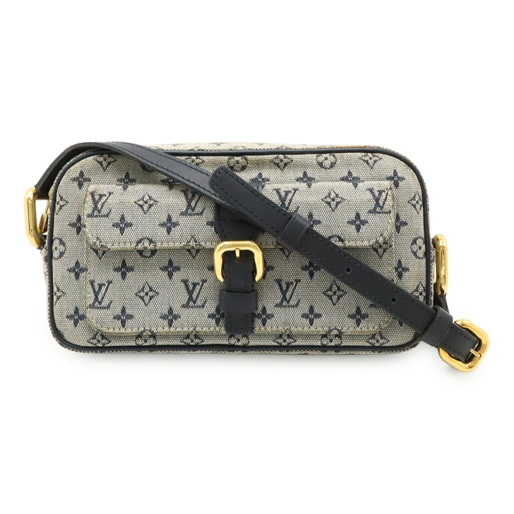 LOUIS VUITTON Monogram Mini Juliet Shoulder Bag Pochette Canvas Leather Blue Navy