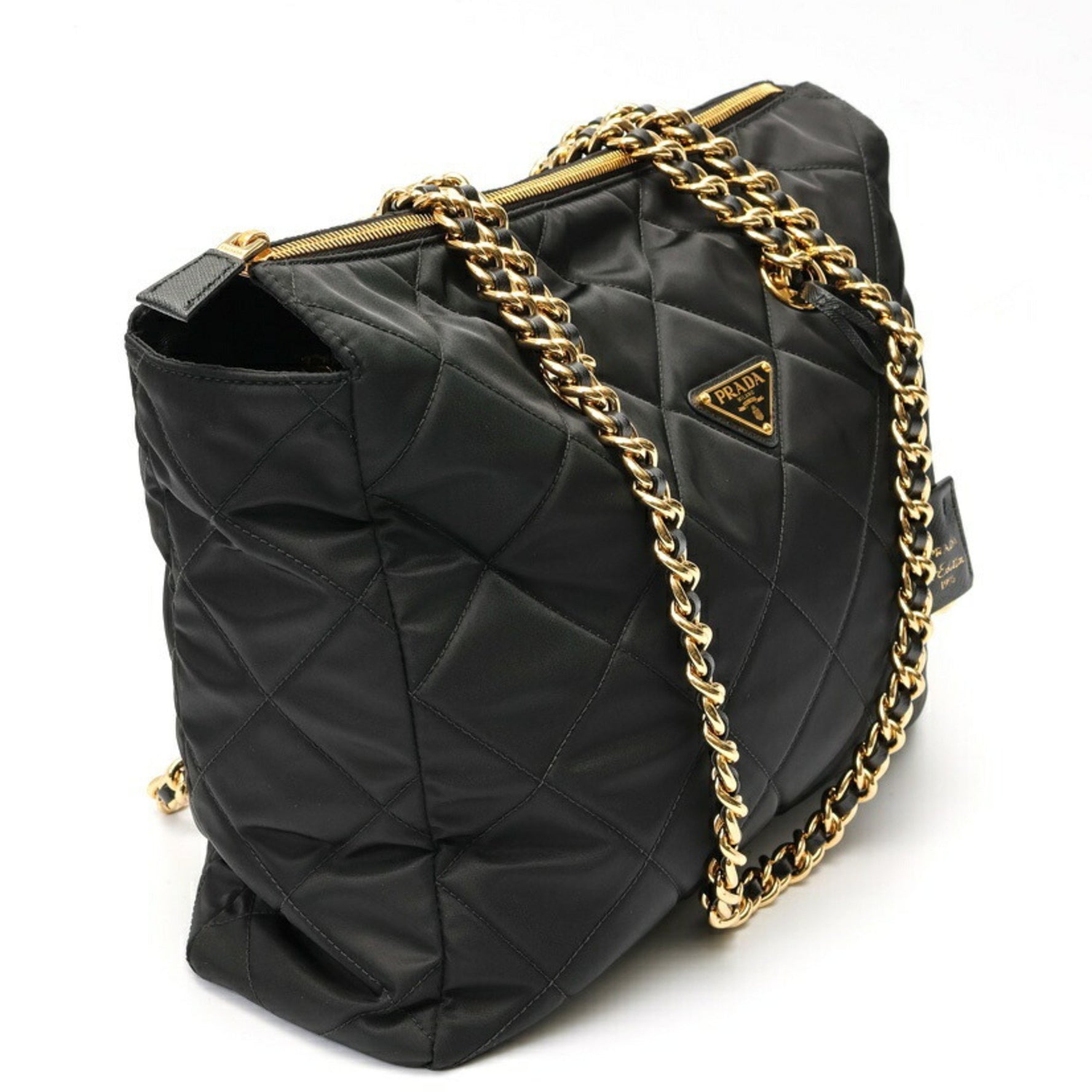 Prada Re-Nylon Chain Shoulder Bag Tote Quilted Nylon