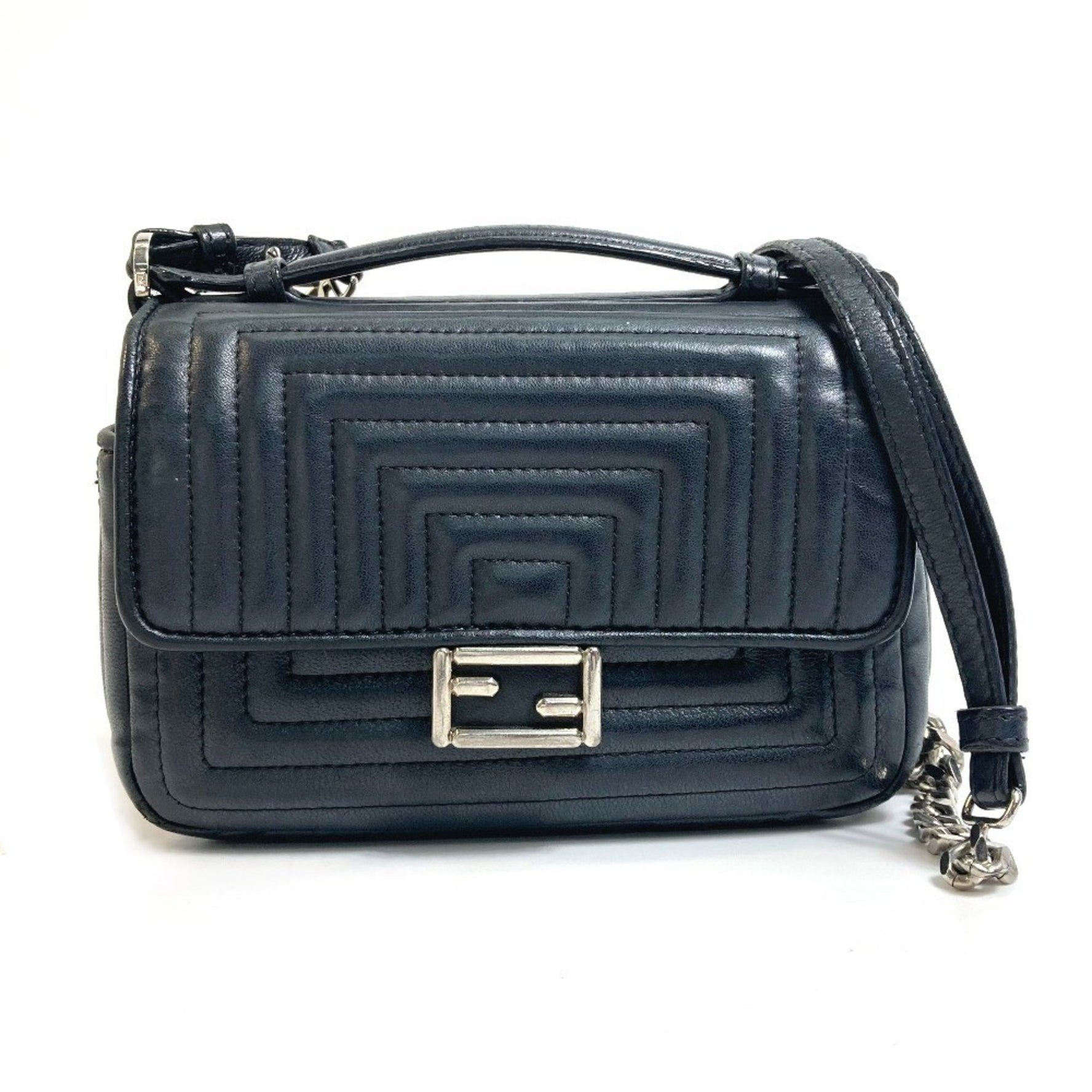 FENDI Double Micro Baguette Pochette, Mini Handbag/Shoulder Bag, Leather