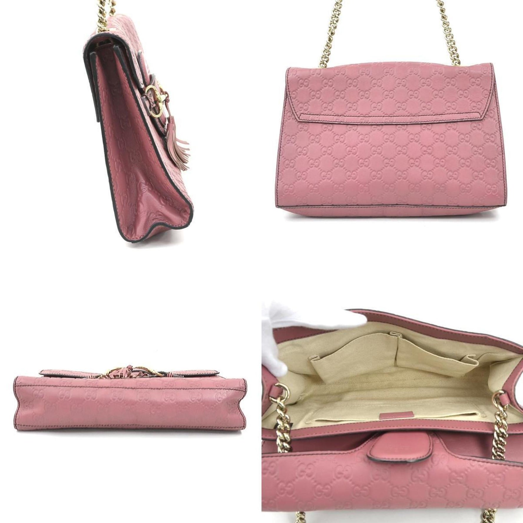 Gucci Emily Leather Shoulder Bag, Mauve Pink
