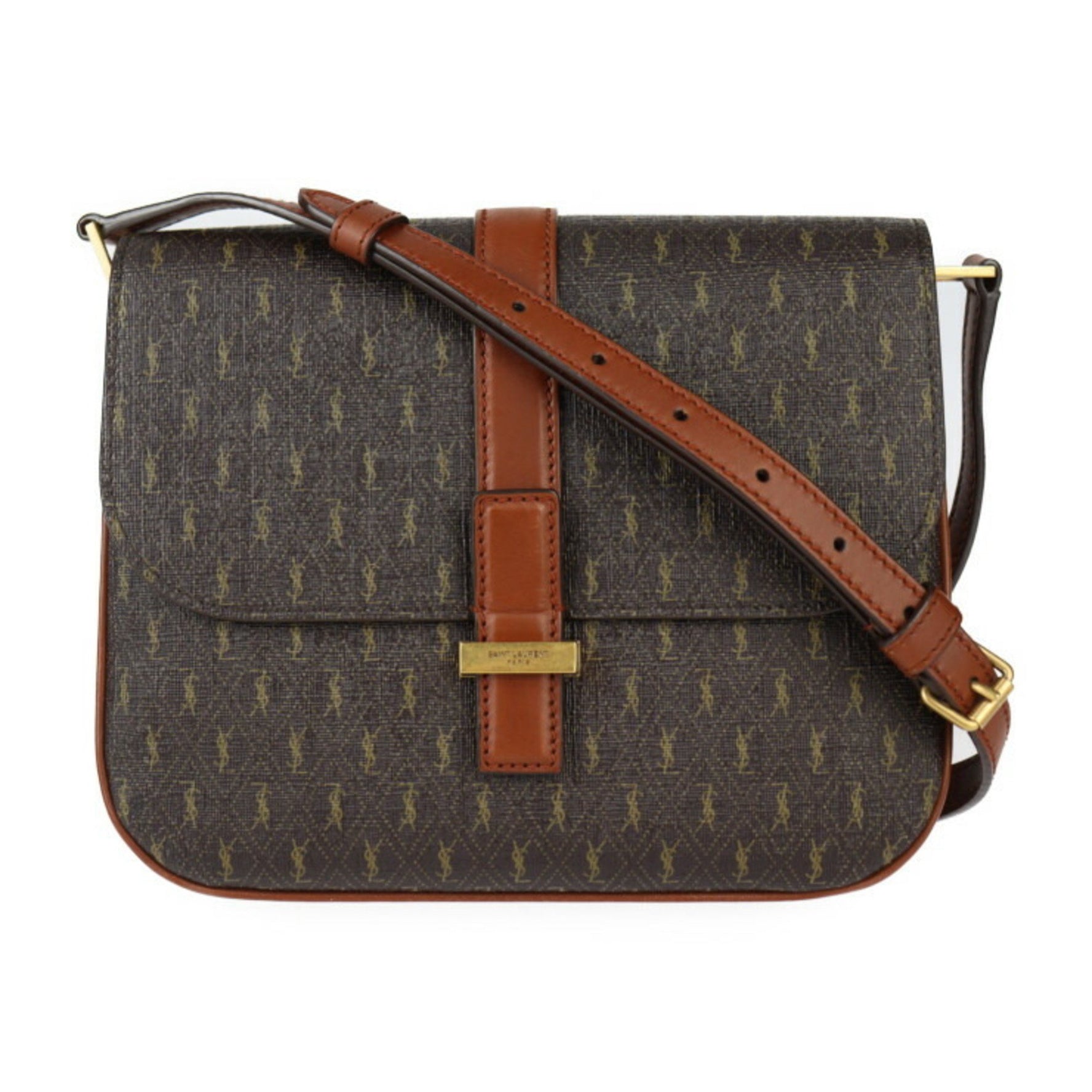 SAINT LAURENT Saint Laurent Satchel Le Monogram Shoulder Bag Leather Brown YSL Pochette