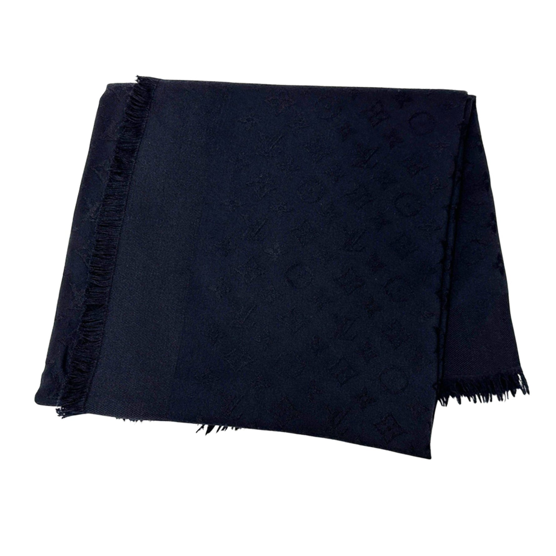 Louis Vuitton Monogram Scarf and Men, Brand Scarf, Stole, Silk Noir, Black, Large, Throw, Blanket