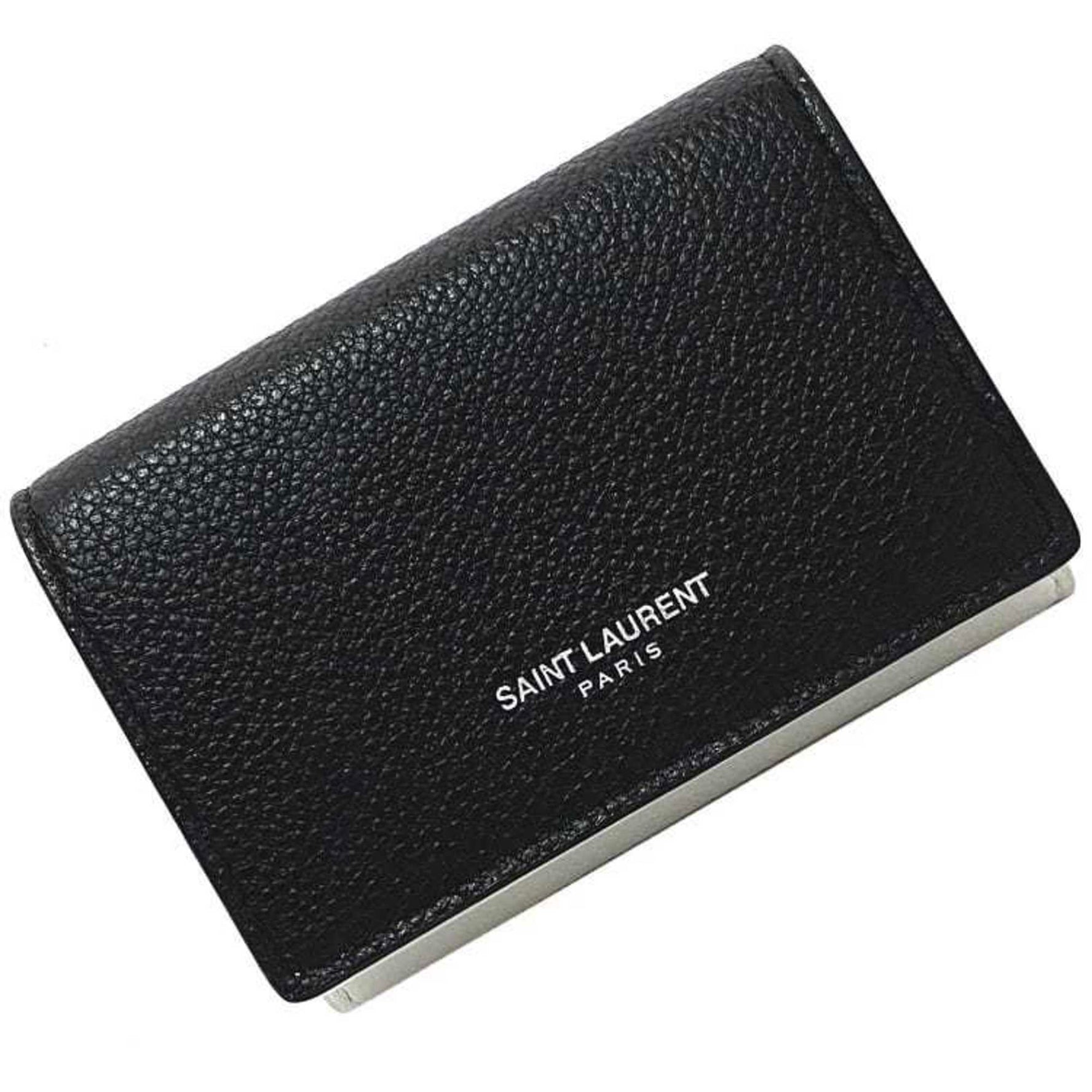 Saint Laurent Trifold Wallet Black White Bicolor Leather SAINT LAURENT Monotone