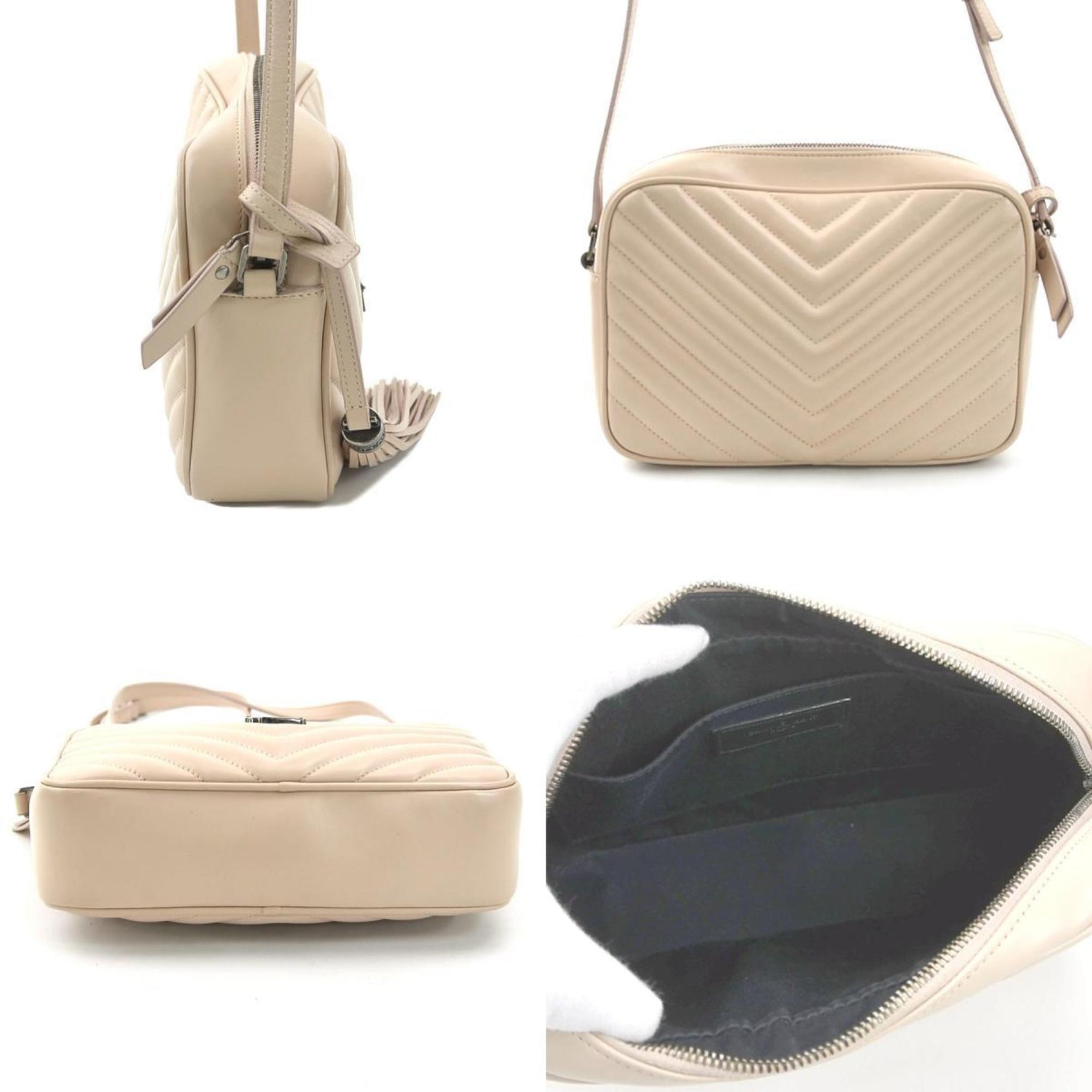 Saint Laurent shoulder bag Lou leather beige silver women's e59597a