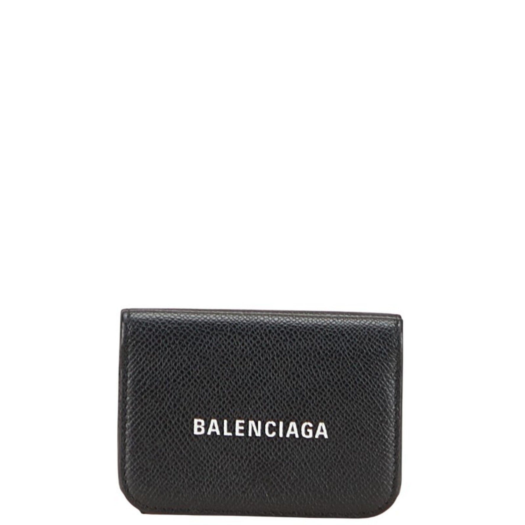 Balenciaga Logo Compact Trifold Wallet Leather