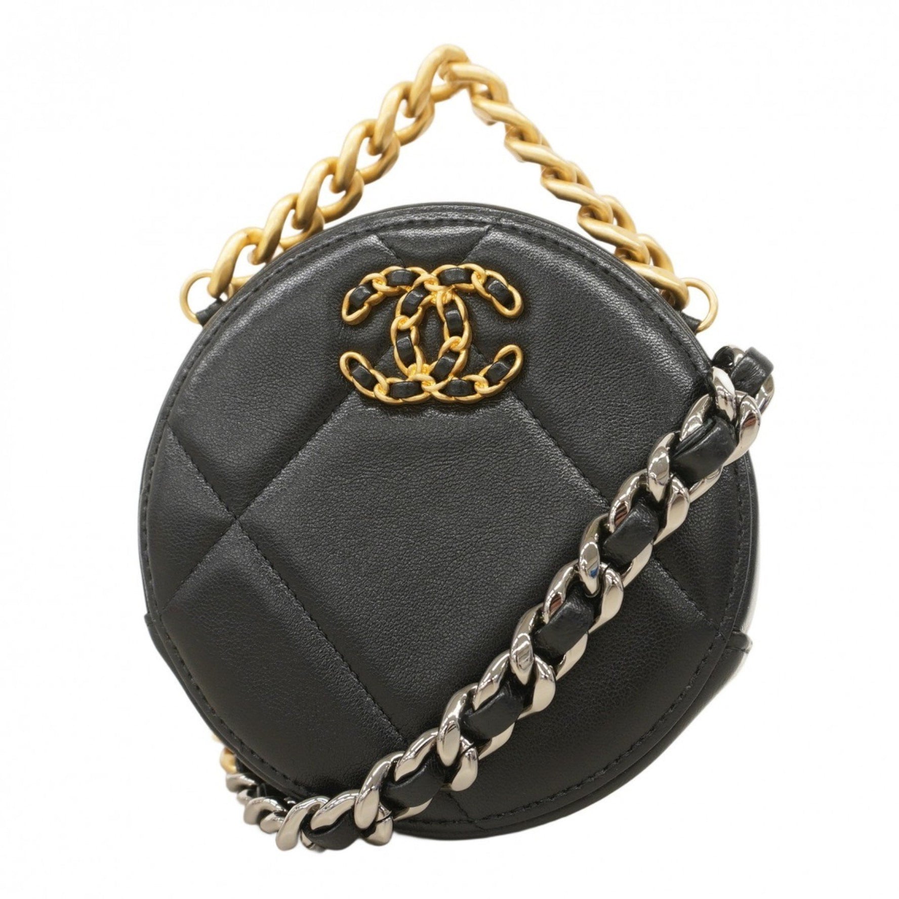 Chanel Matelasse Shoulder Bag, Lambskin, Black and Gold, Women's