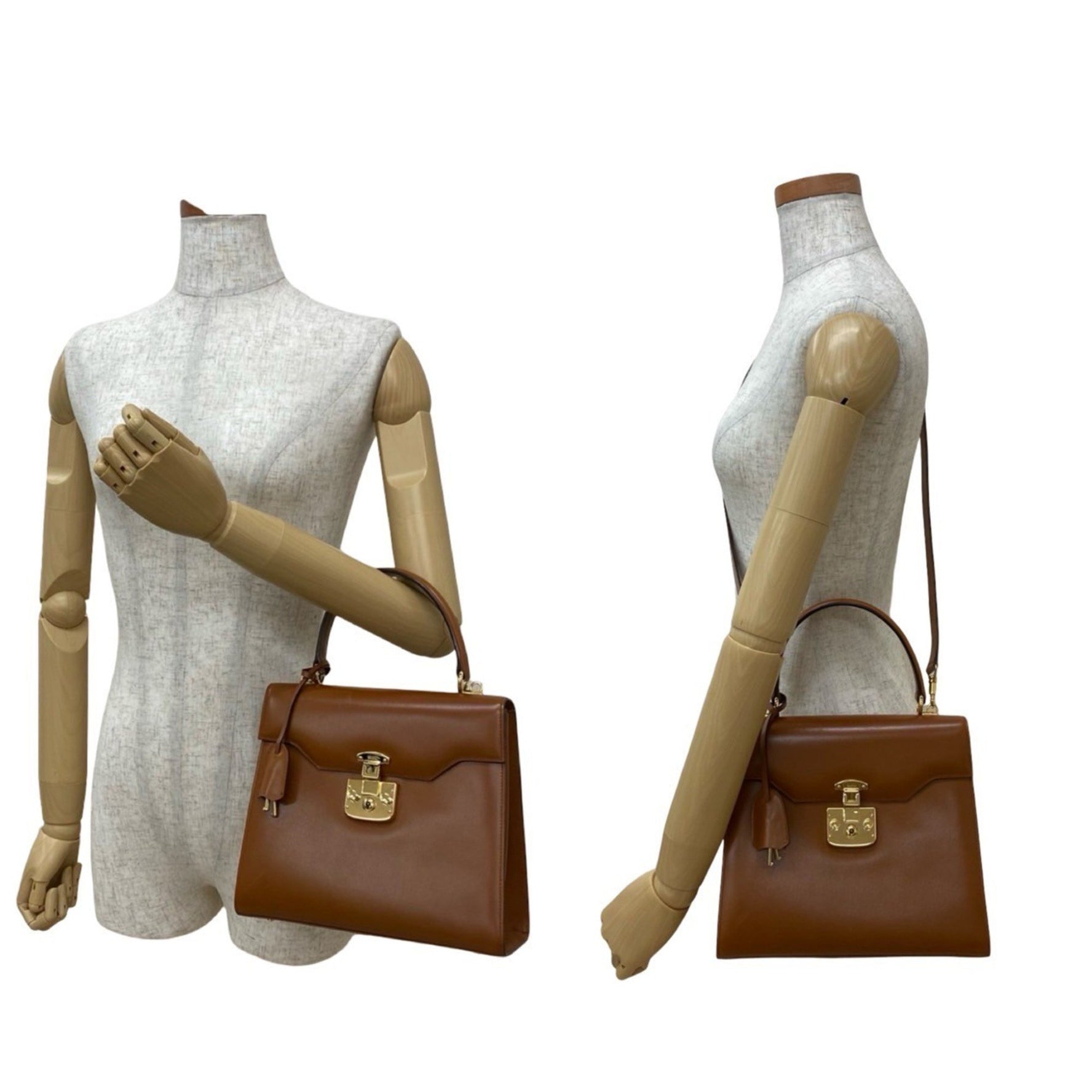 GUCCI Old Ladylock Leather Genuine Handbag/Shoulder Bag