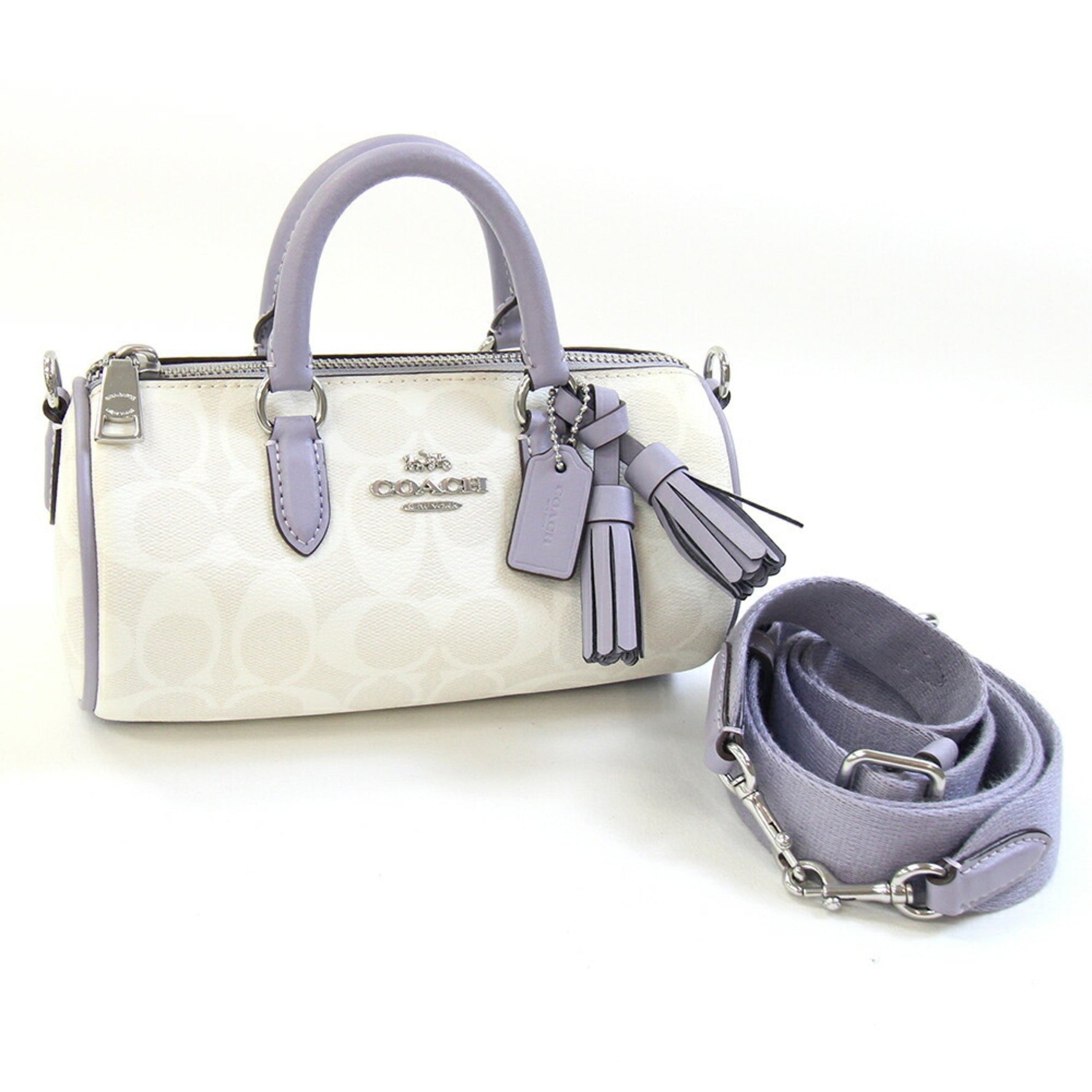 Coach Signature Lacy Handbag Lavender PVC Leather Tassel Crossbody Bag