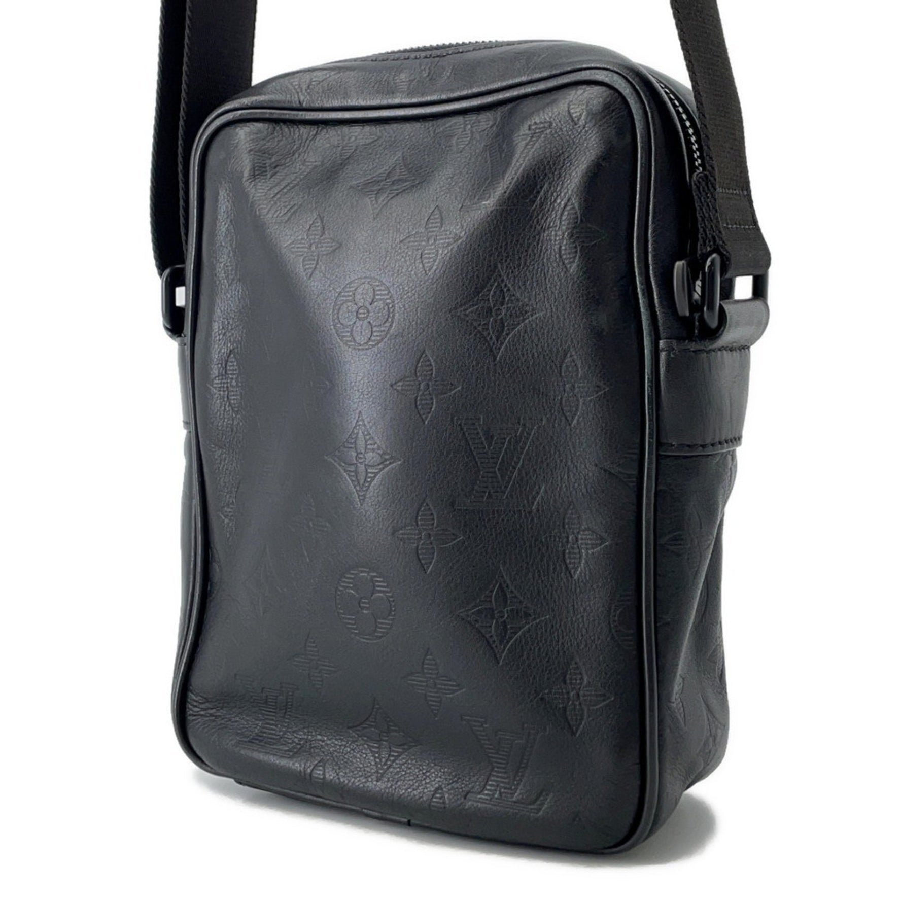 Louis Vuitton Monogram Shadow Danube PM Shoulder Bag Crossbody Bag, Black