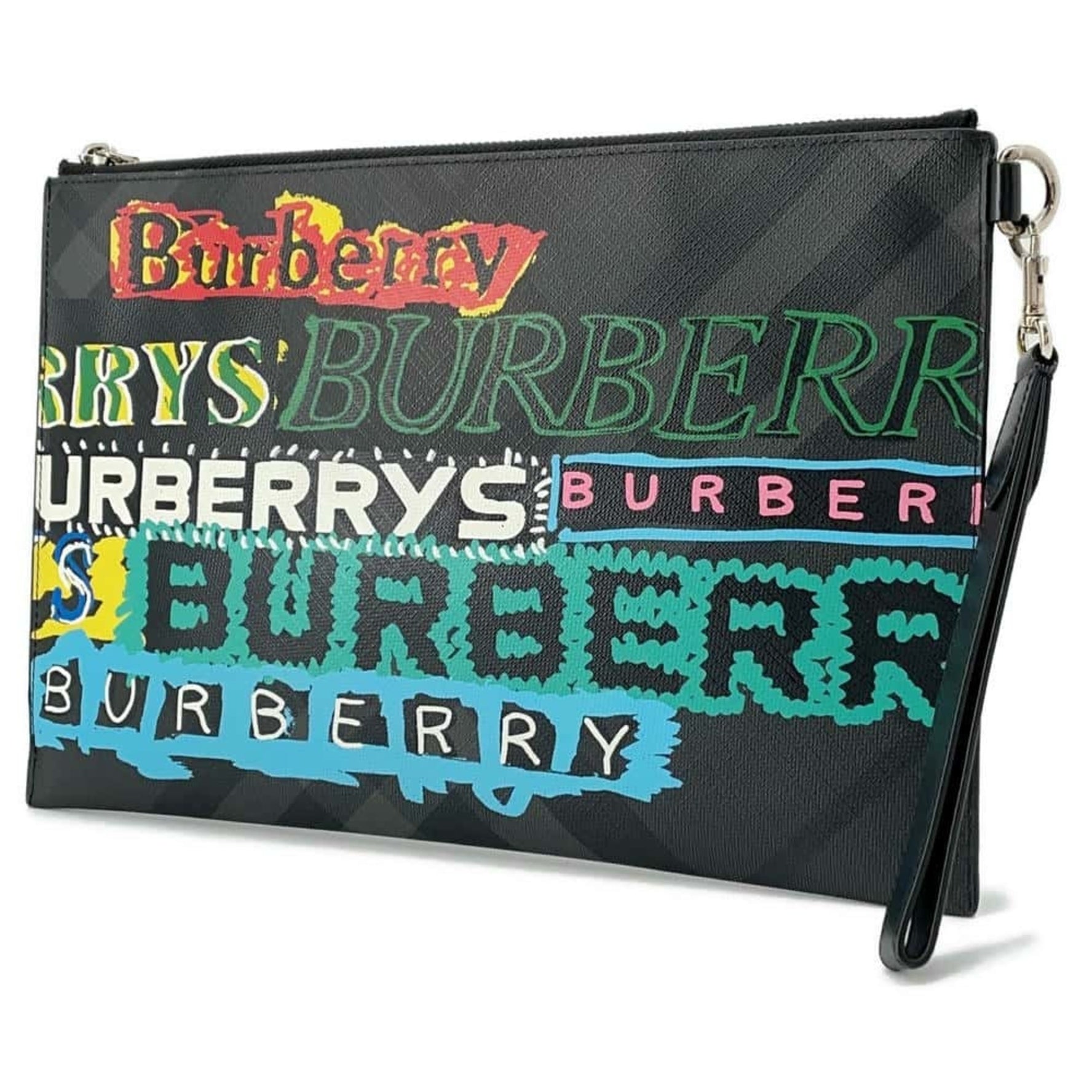 Burberry Clutch Bag Leather BURBERRY Men's Black