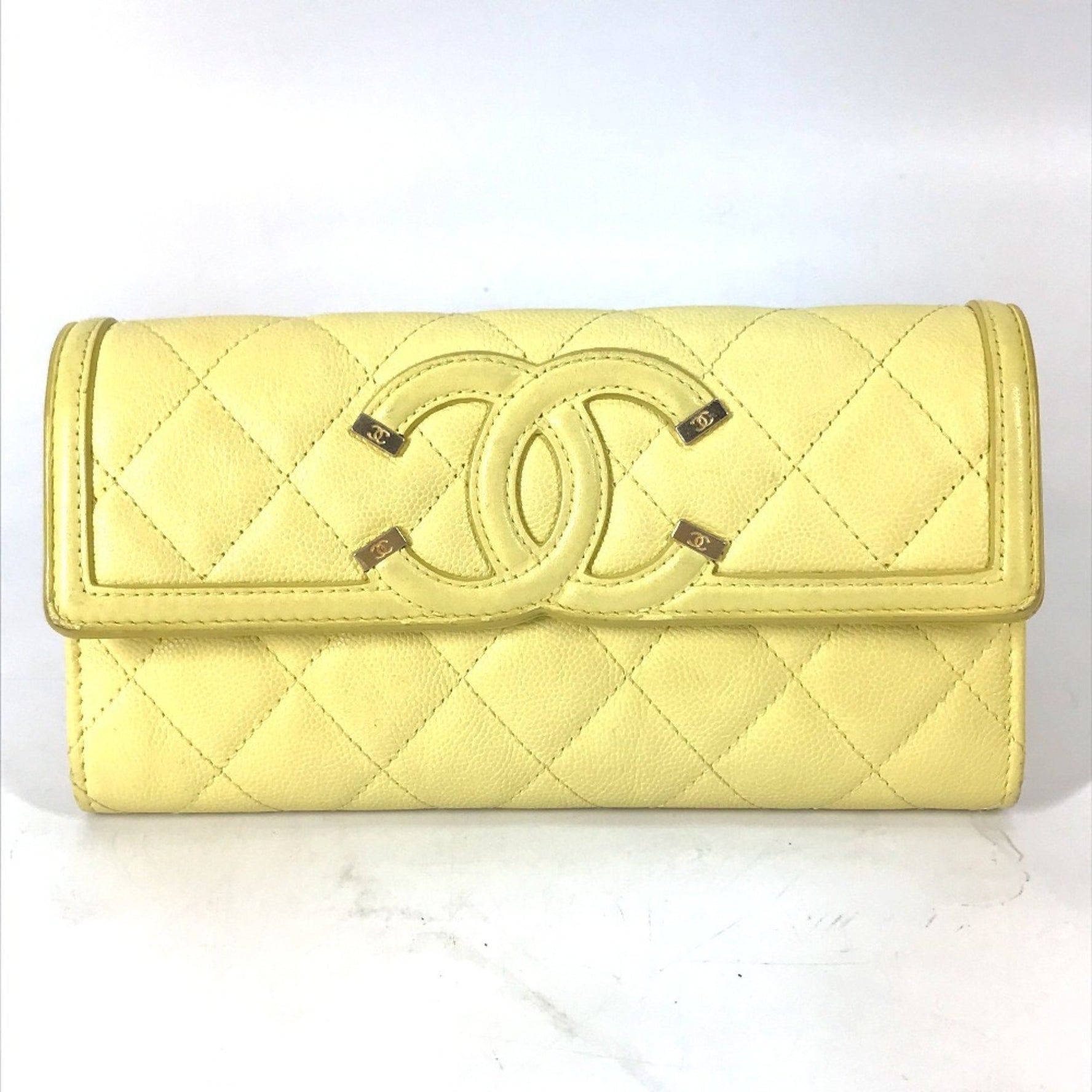 CHANEL Filigree CC Coco Mark Bifold Long Wallet in Caviar Leather