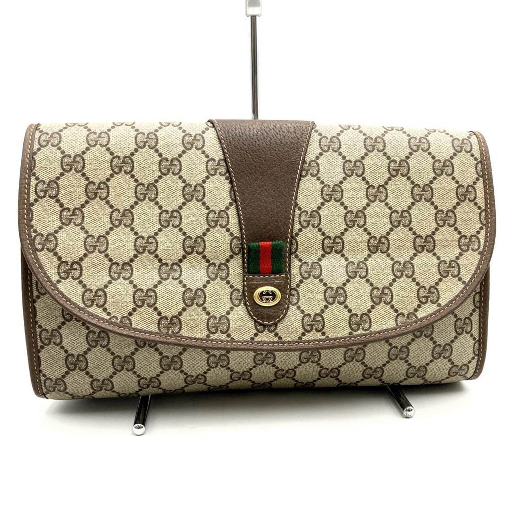 GUCCI 156 01 031 GG Supreme Sherry Line Clutch Bag/Second Bag Brown for Men and Women