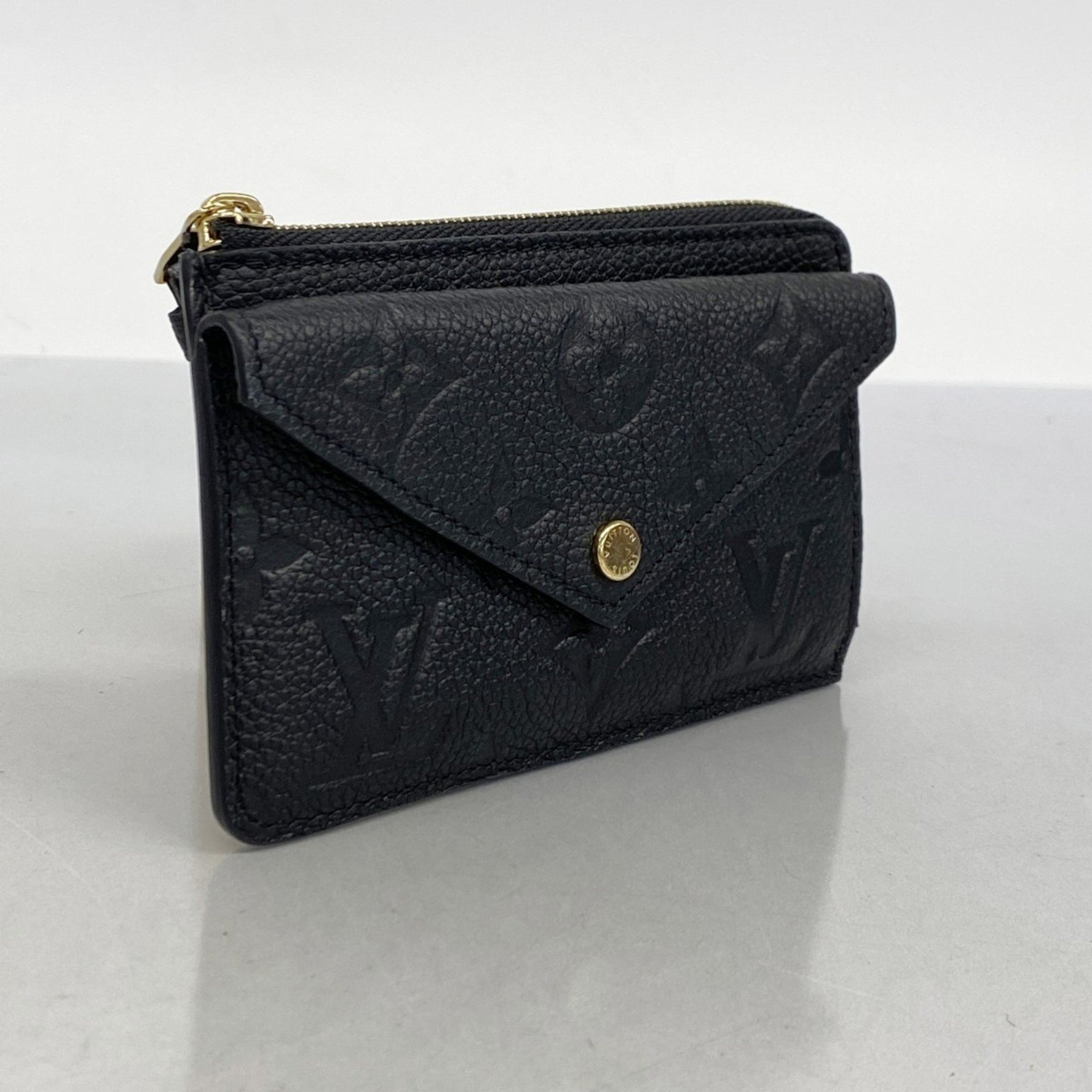 Louis Vuitton Monogram Empreinte Porte Carte Recto Verso Wallet/Coin Case M69421 Noir Women's