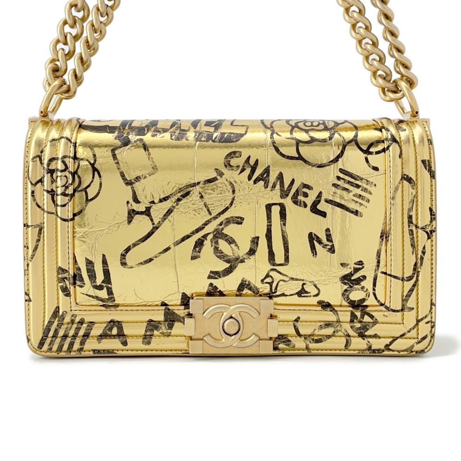 Chanel Chain Shoulder Bag Boy Embossed Leather Coco Mark Sale Item