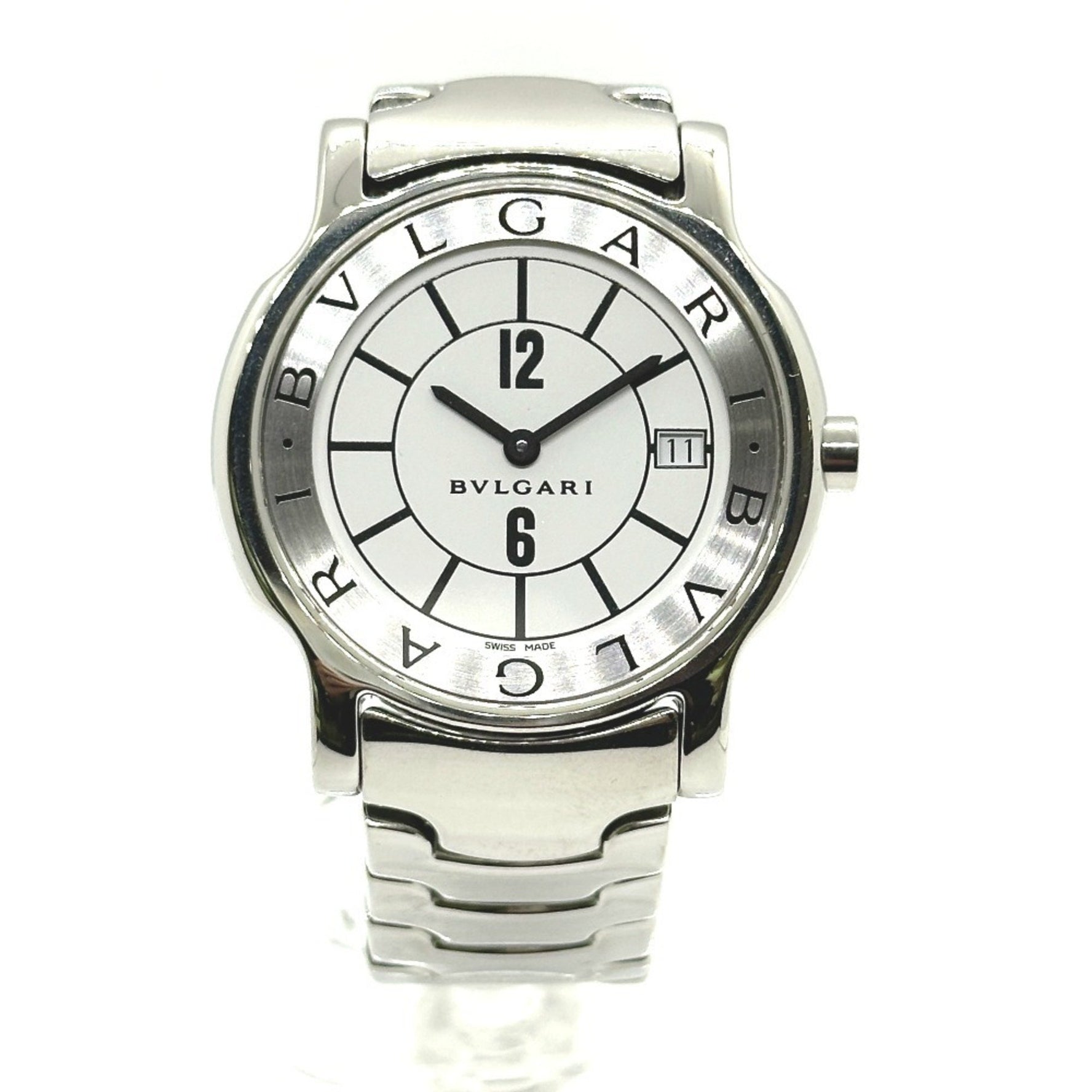 BVLGARI ST35S Solotempo Quartz Date Watch, Stainless Steel, Men's, Silver