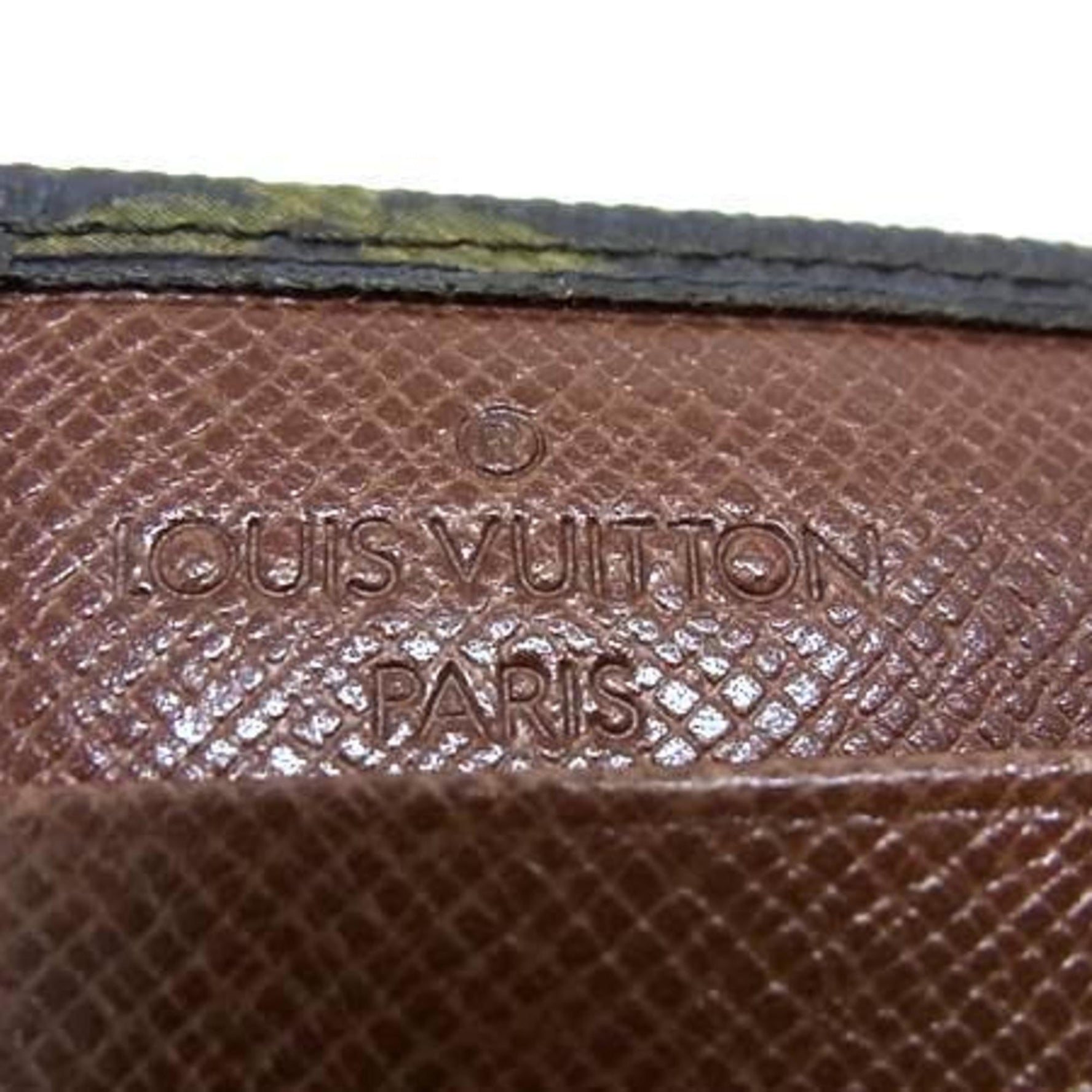 LOUIS VUITTON Monogram Porte-Monnaie Carte Credit Wallet Brown Leather Tri-fold