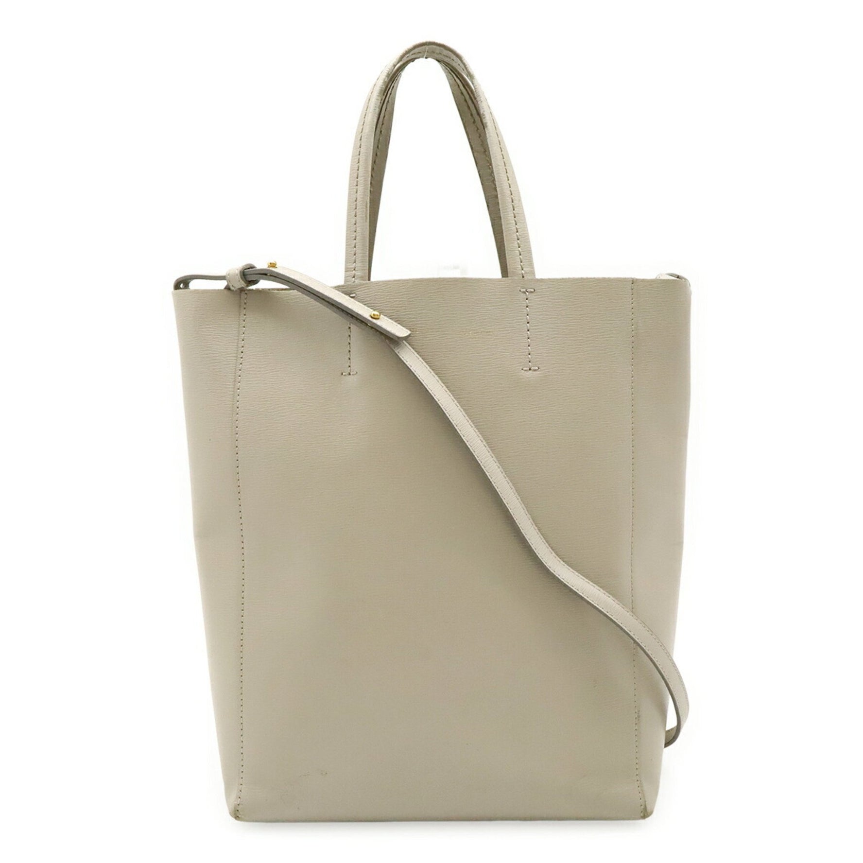 CELINE Vertical Cabas Small Tote Bag, Handbag/Shoulder Light Grey Leather