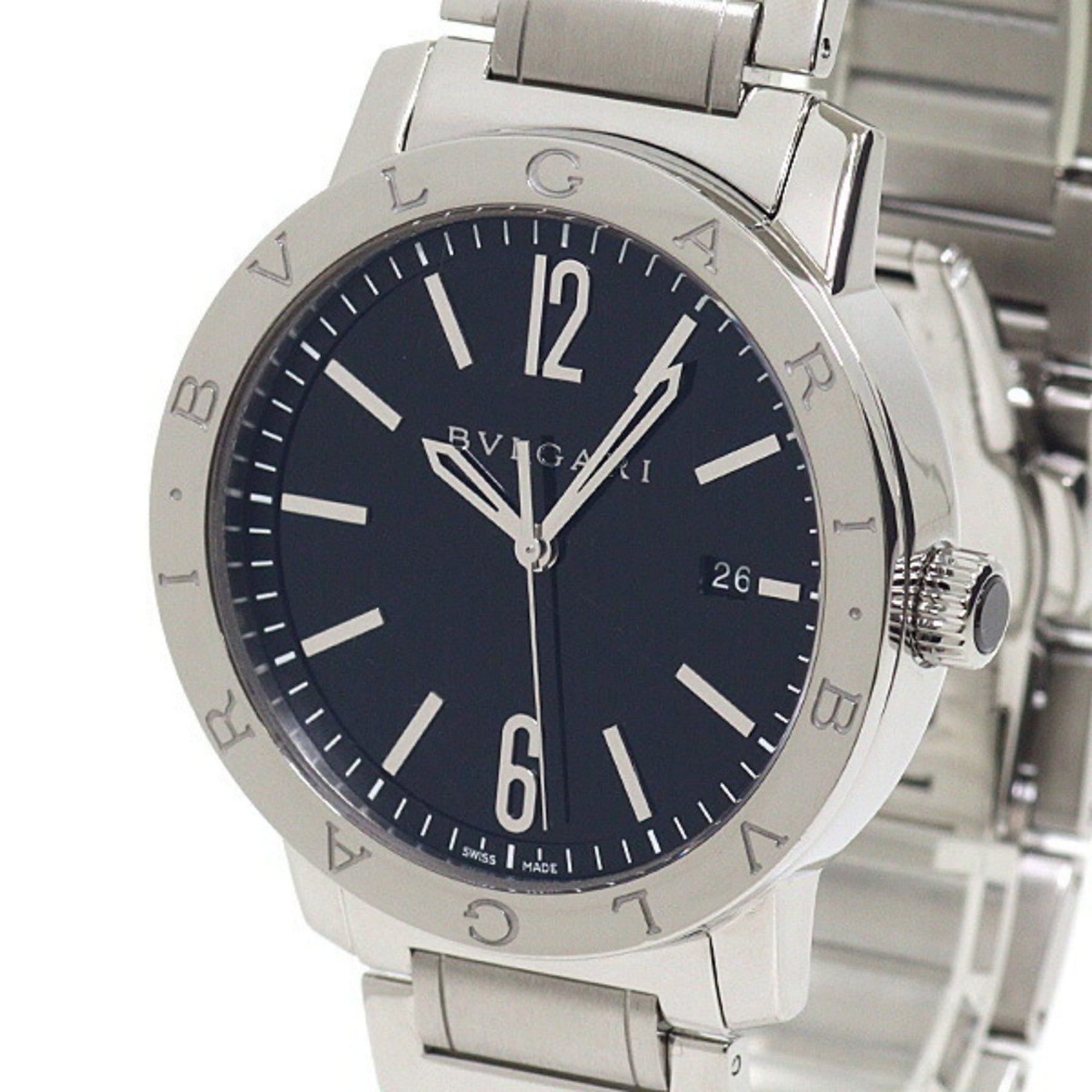 BVLGARI Watch Black Dial Stainless Steel Automatic Polished
