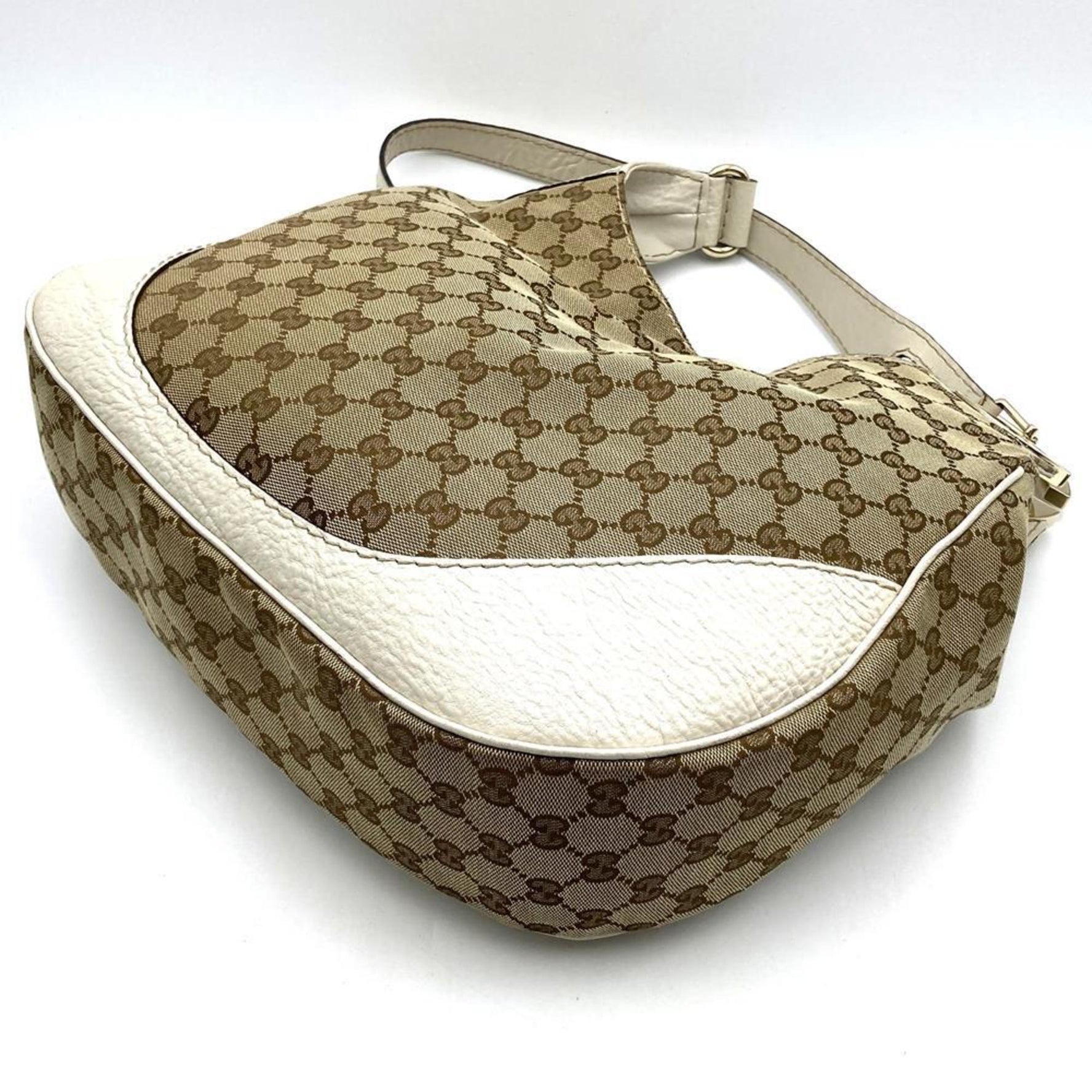GUCCI Shoulder Bag GG Canvas Leather Beige Women's