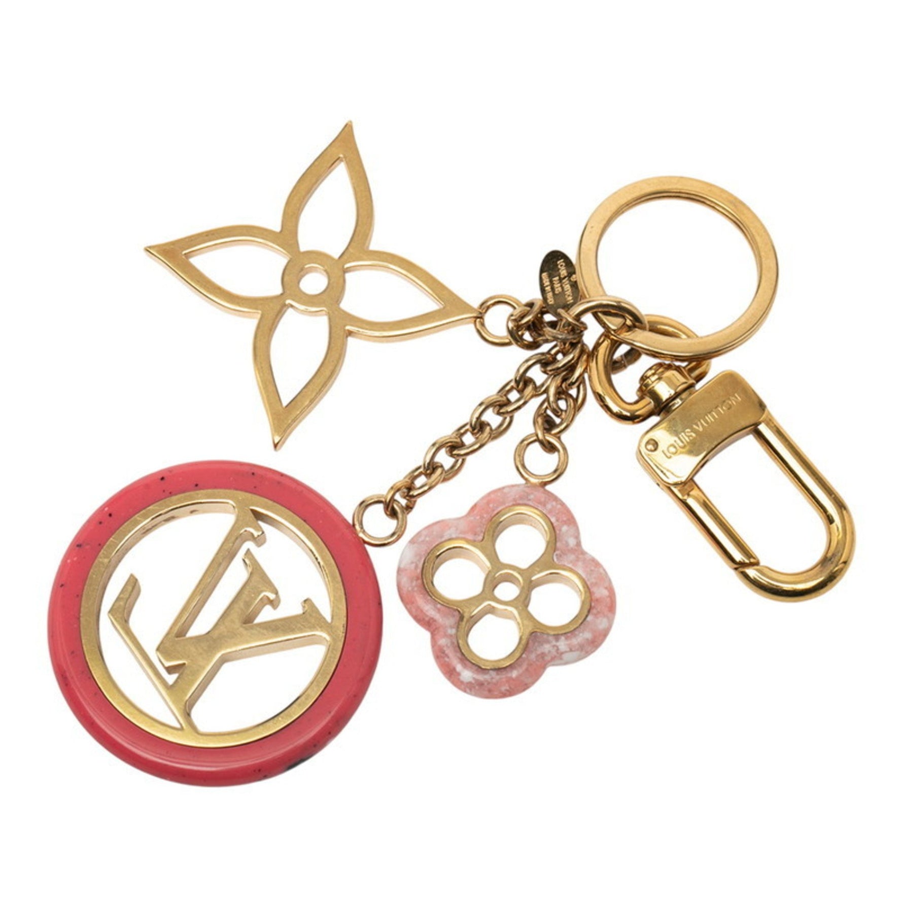 Louis Vuitton Porte-Clés Color Line Charm Keychain Gold and Pink Plated