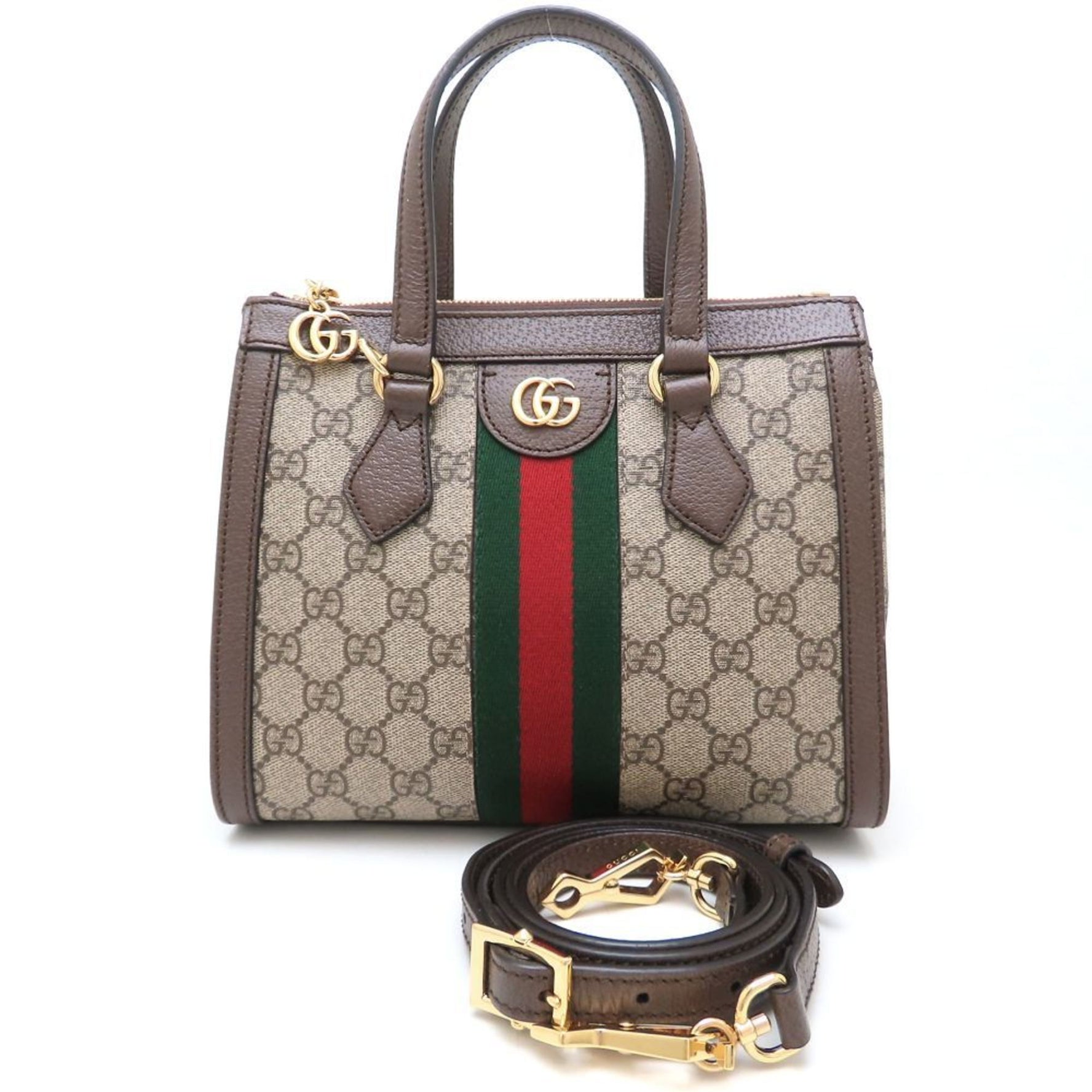 GUCCI Small Tote Bag GG Supreme Canvas x Leather Ebony