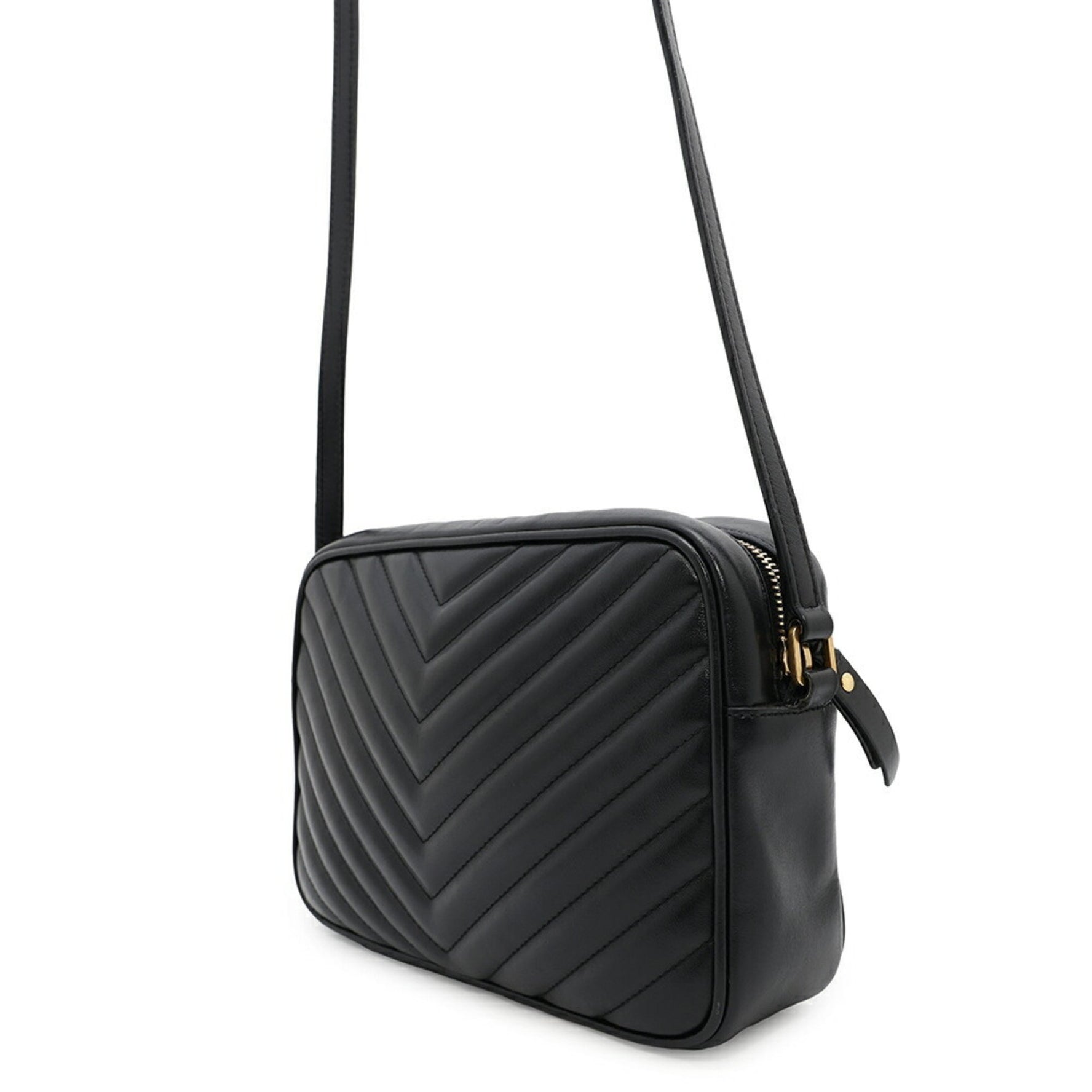Saint Laurent Shoulder Bag Lou Camera V Stitch Leather SAINT LAURENT PARIS Black