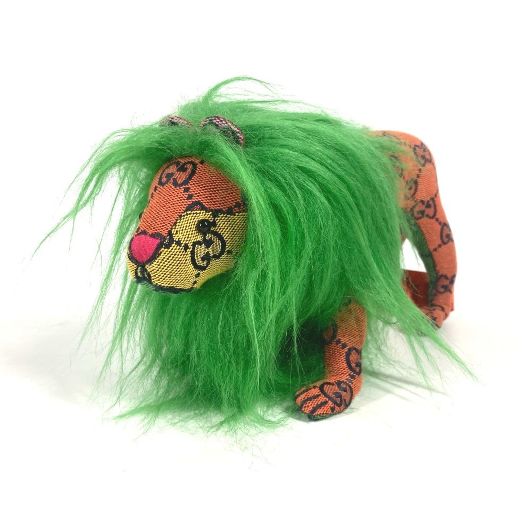 GUCCI GG Decorative Lion Doll Stuffed Animal Canvas Women's Green