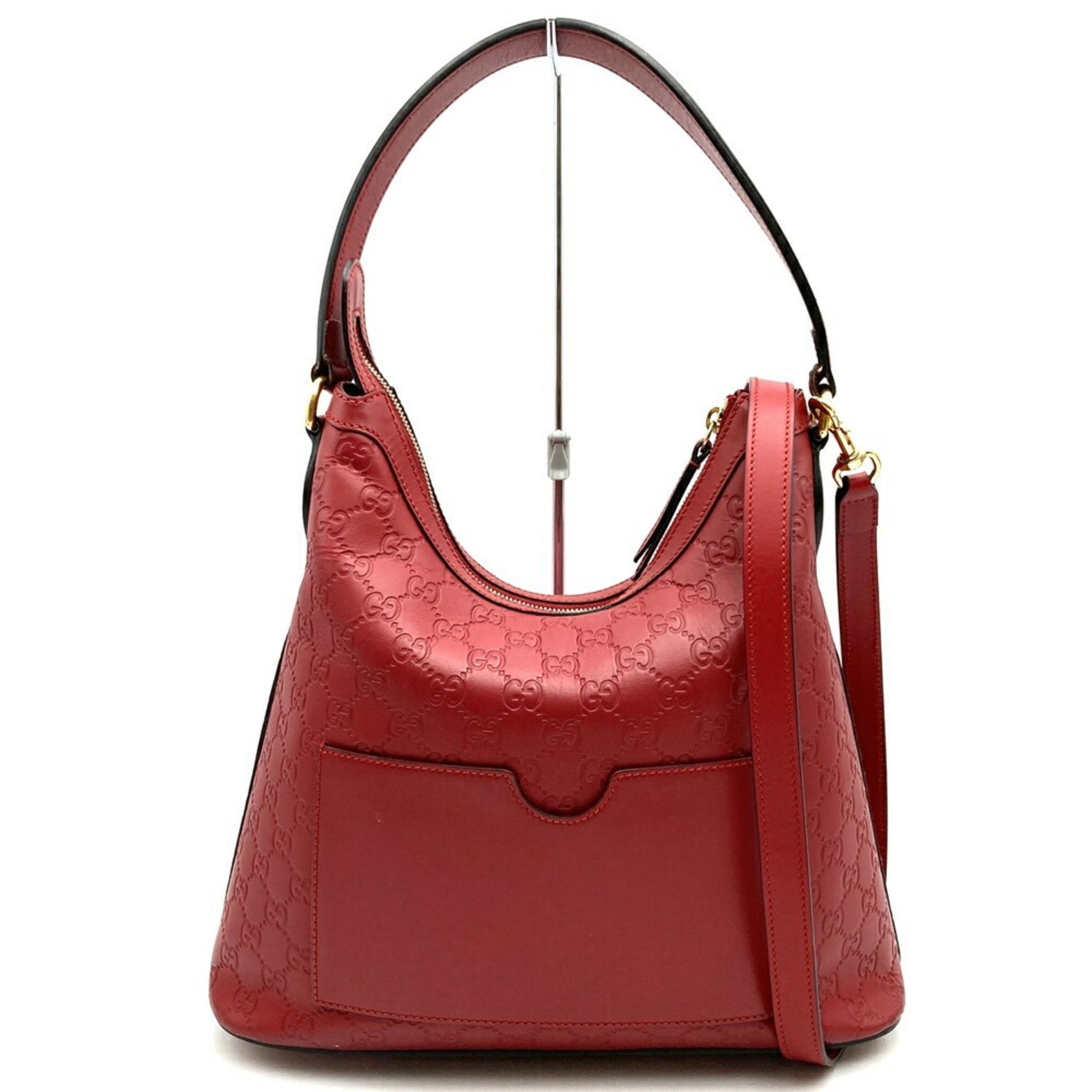 GUCCI Shoulder/Handbag Hobo Bag in Guccissima Leather, Red