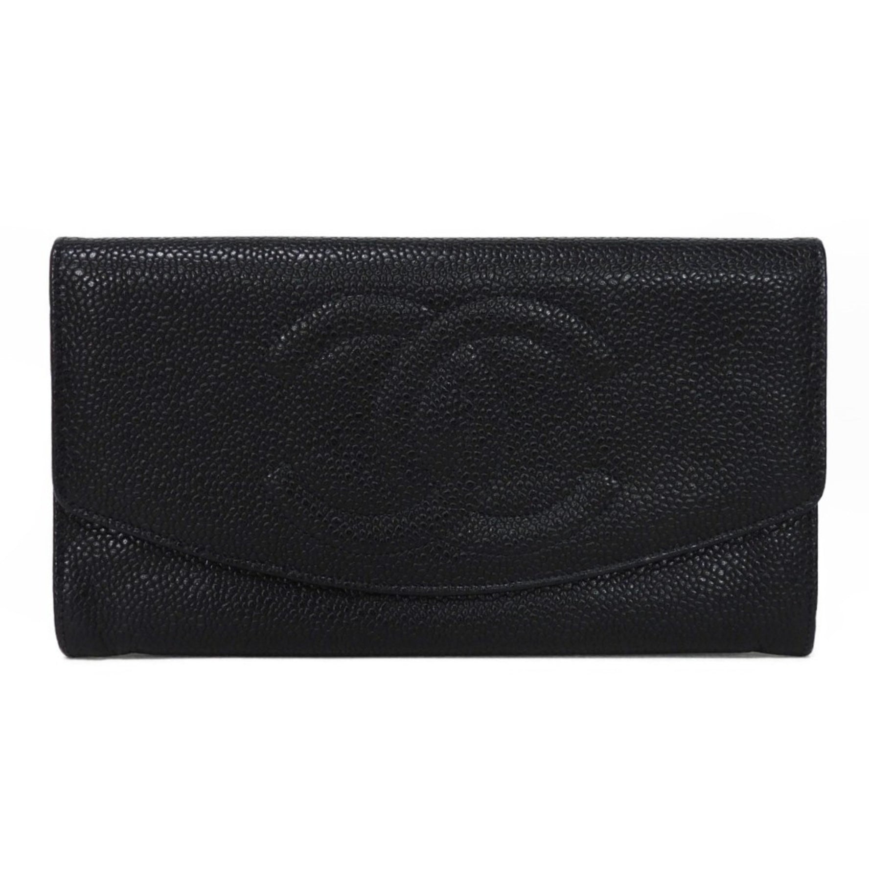 CHANEL Long Wallet Flap Coco Mark CC 4th Series Deca Caviar Skin Black A01434 Men's Women's