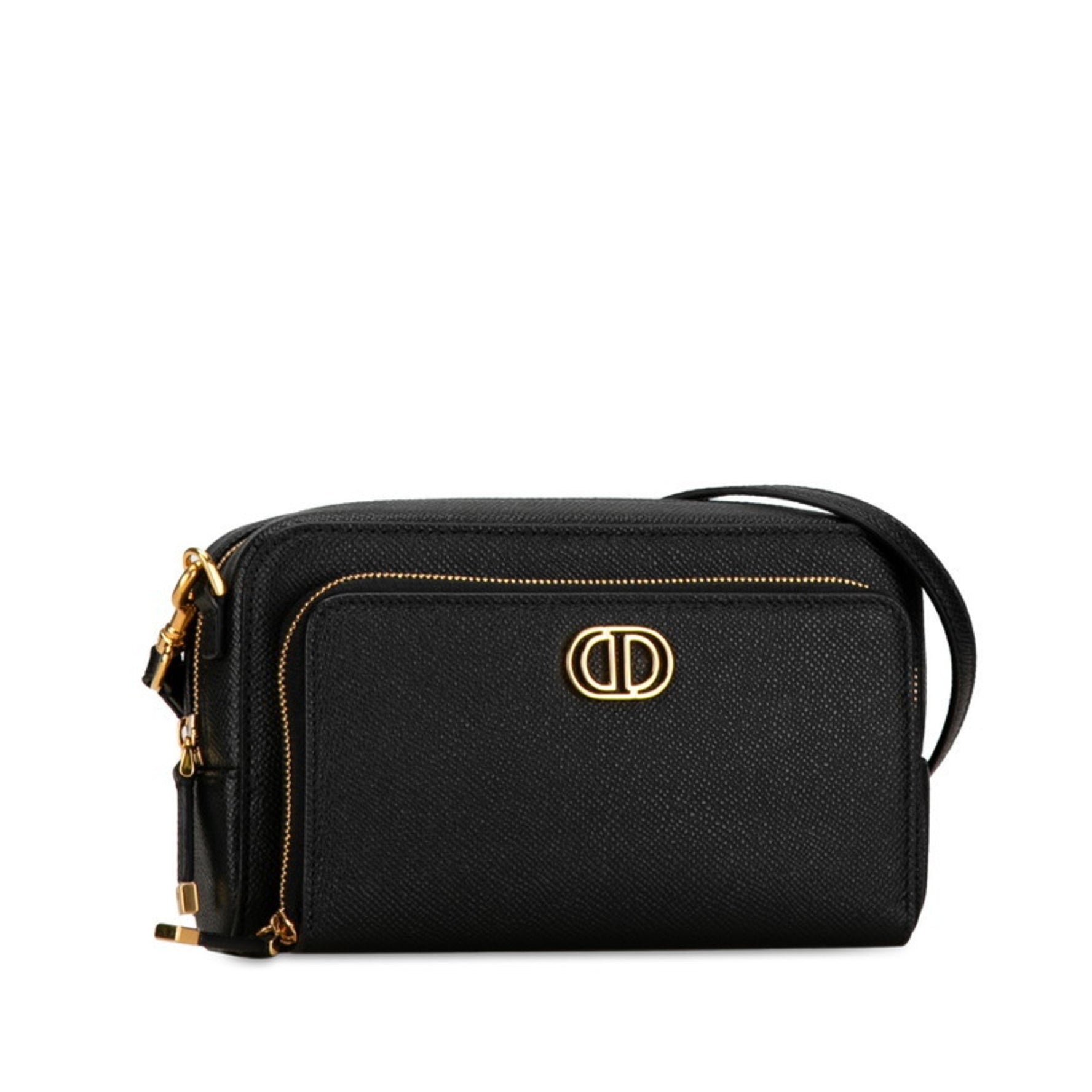 Christian Dior Dior Caro Double Pouch Shoulder Bag Leather