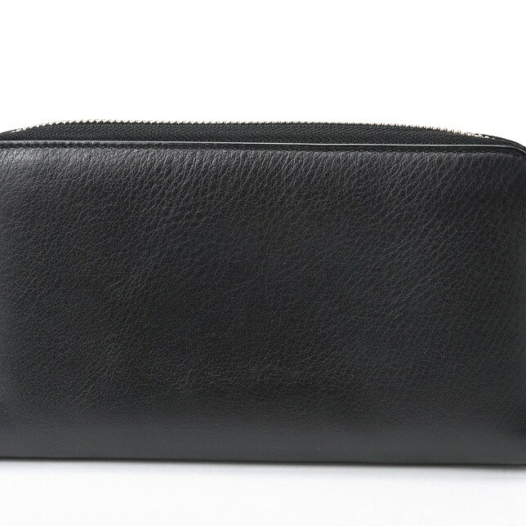 BALENCIAGA Paper Continental Round Wallet Zip Leather Black E-156653