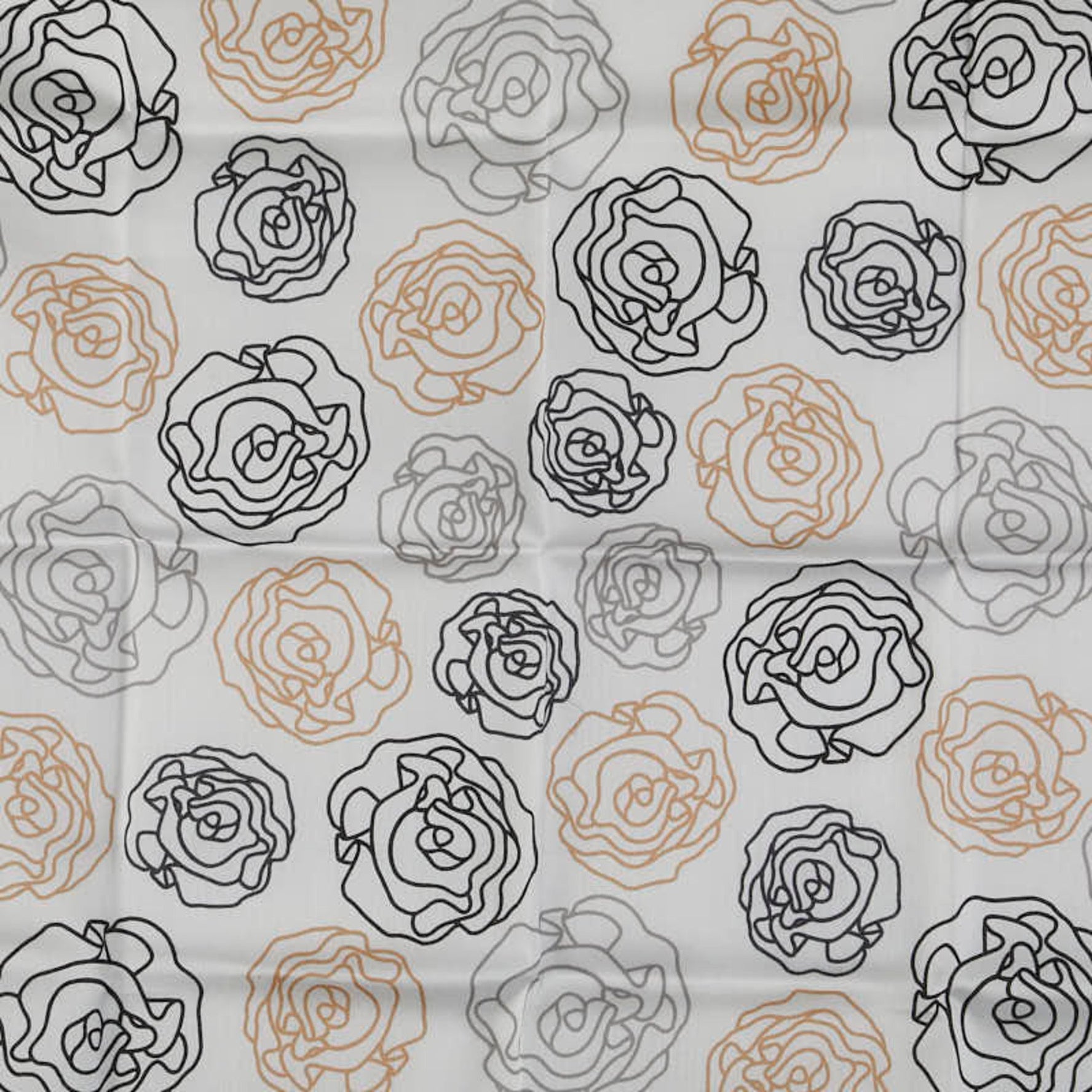 Saint Laurent YSL logo rose scarf/muffler/handkerchief in white and multicolored cotton .
