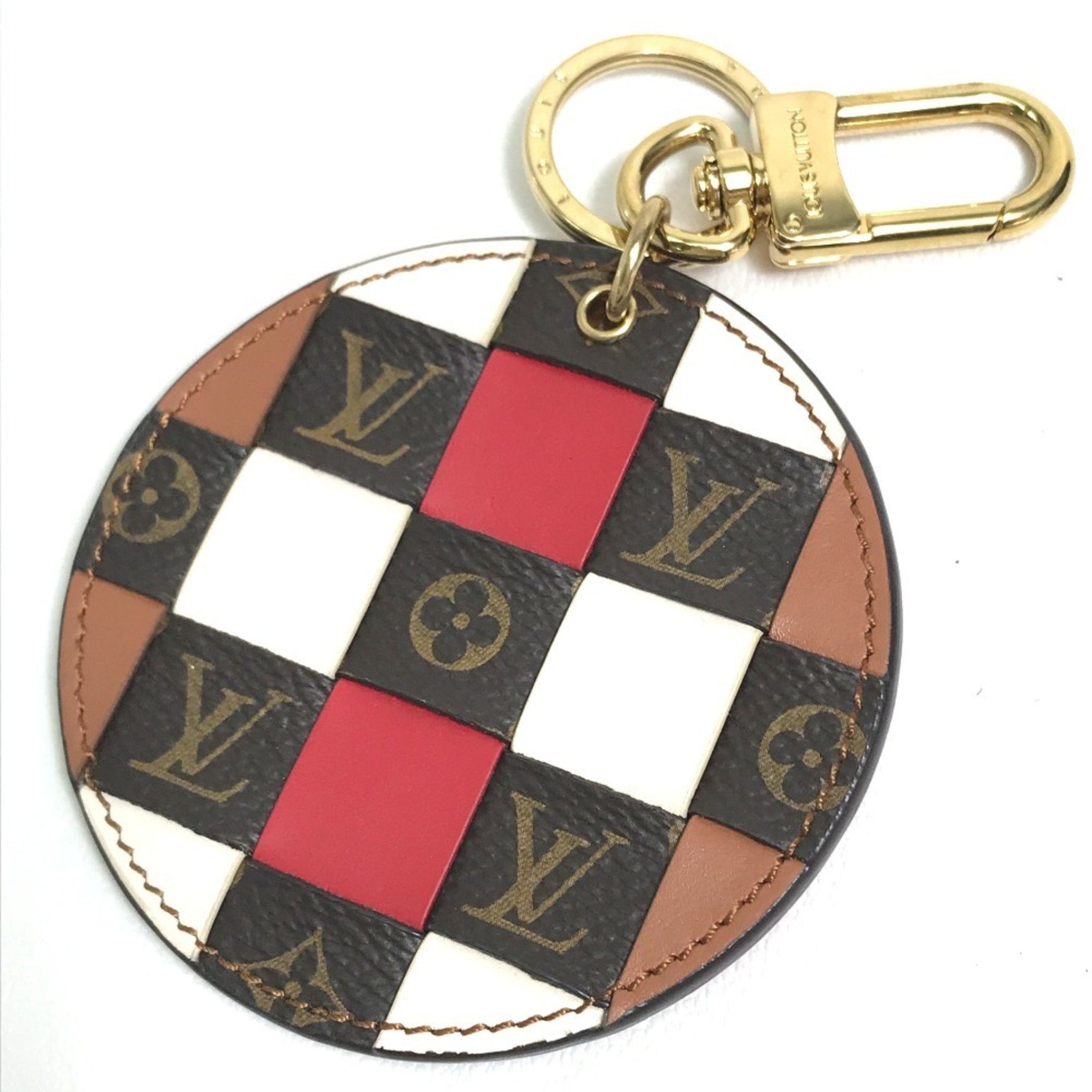 LOUIS VUITTON M68657 Porte Cle Monogram Check Key Ring Bag Charm Keychain Canvas Women's Multicolor Like New