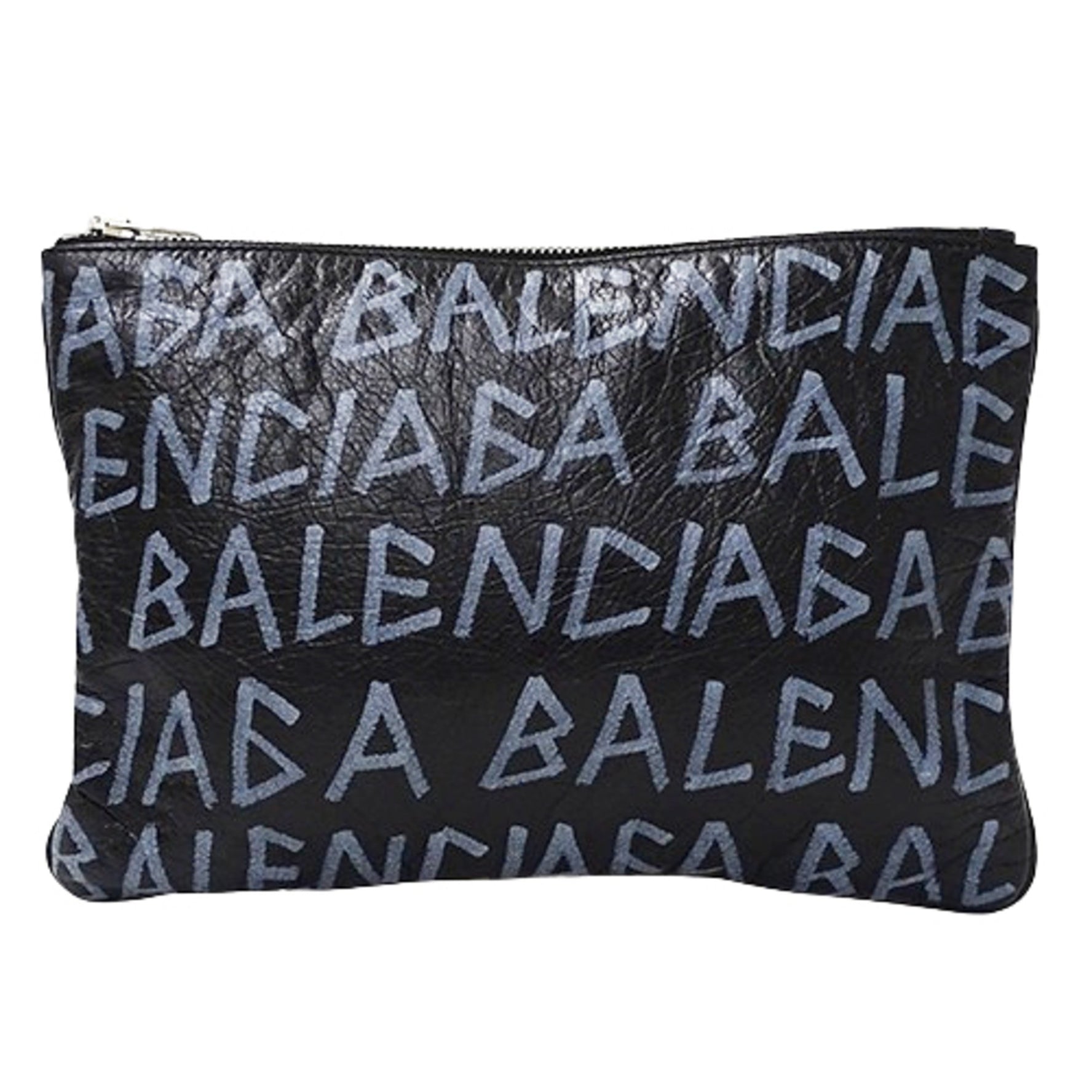 Balenciaga Graffiti Clutch Bag/Second Handbag with Carry Clip, Size M, Leather