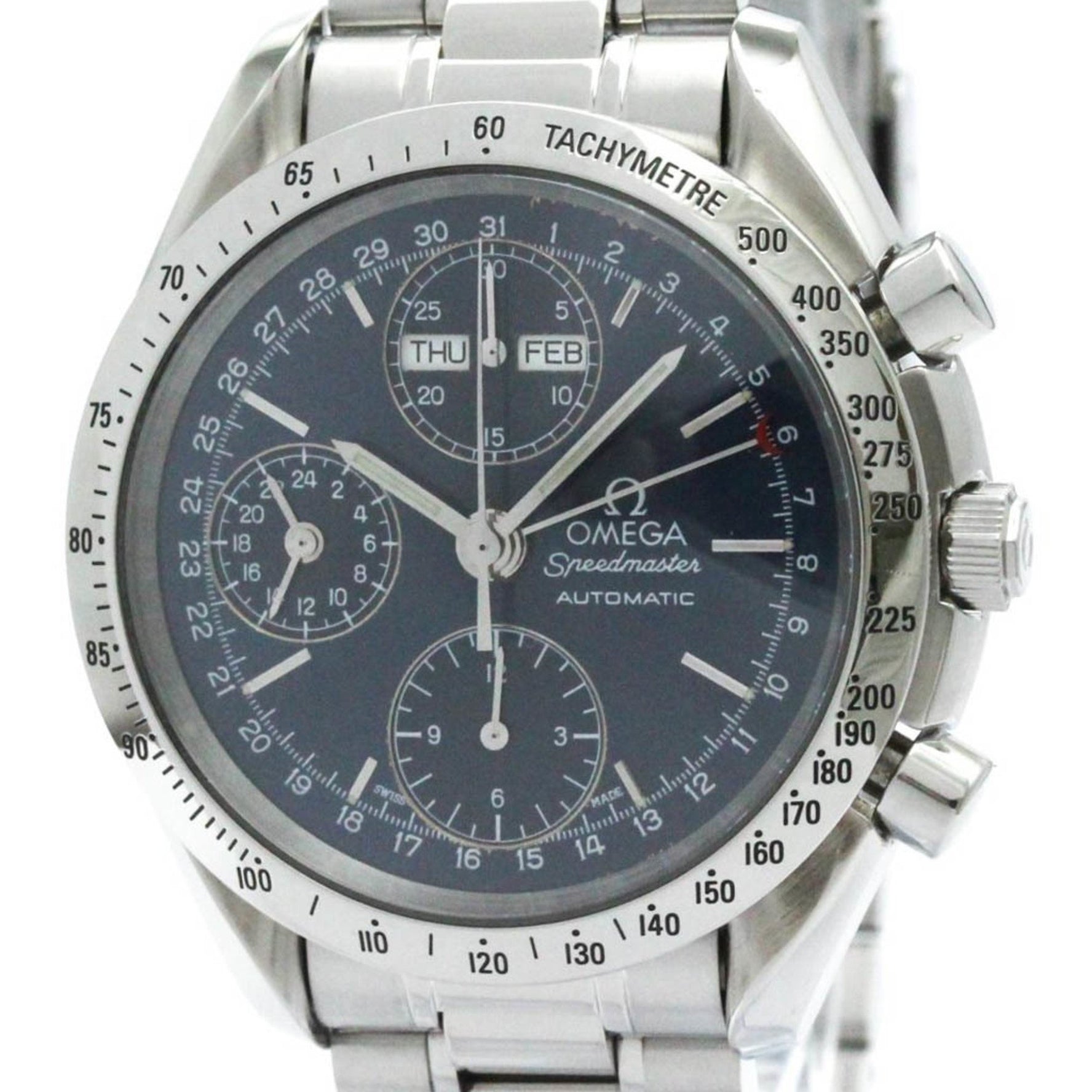 Polished OMEGA Speedmaster Triple Date Steel Automatic Watch 3521.80 BF580145